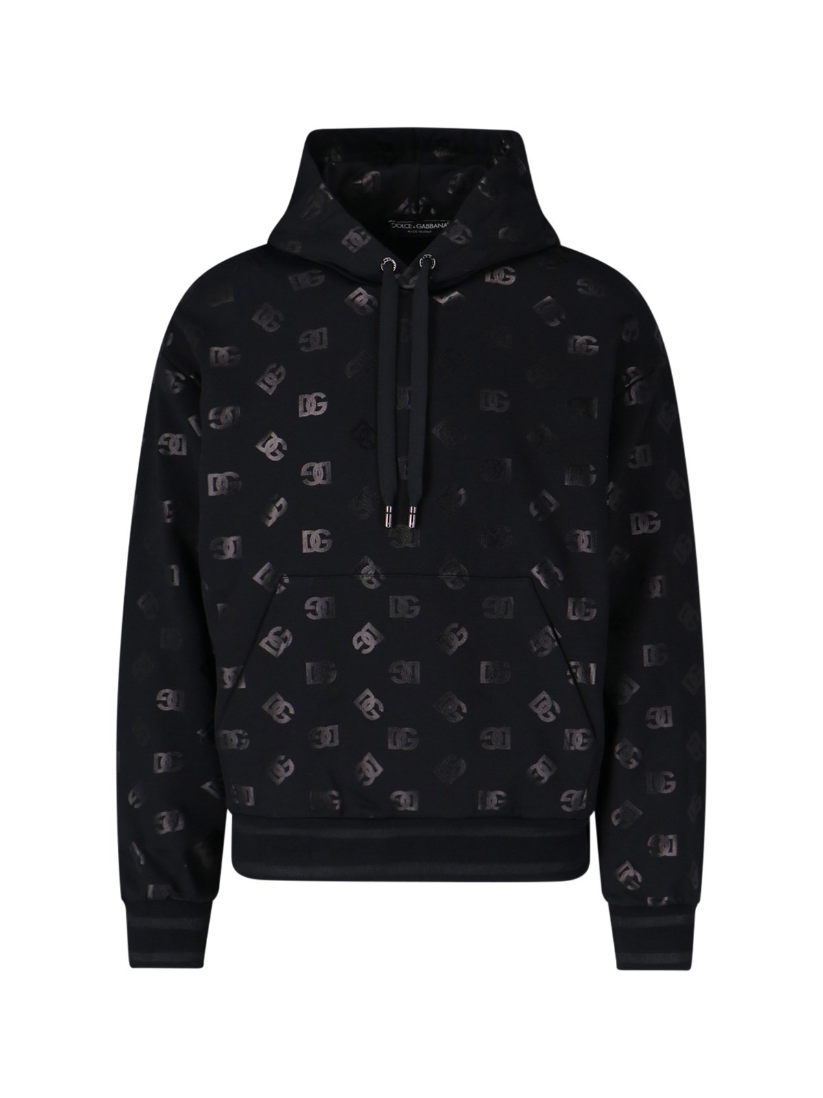 Dolce & Gabbana Logo-monogram-print Hoodie In Nero
