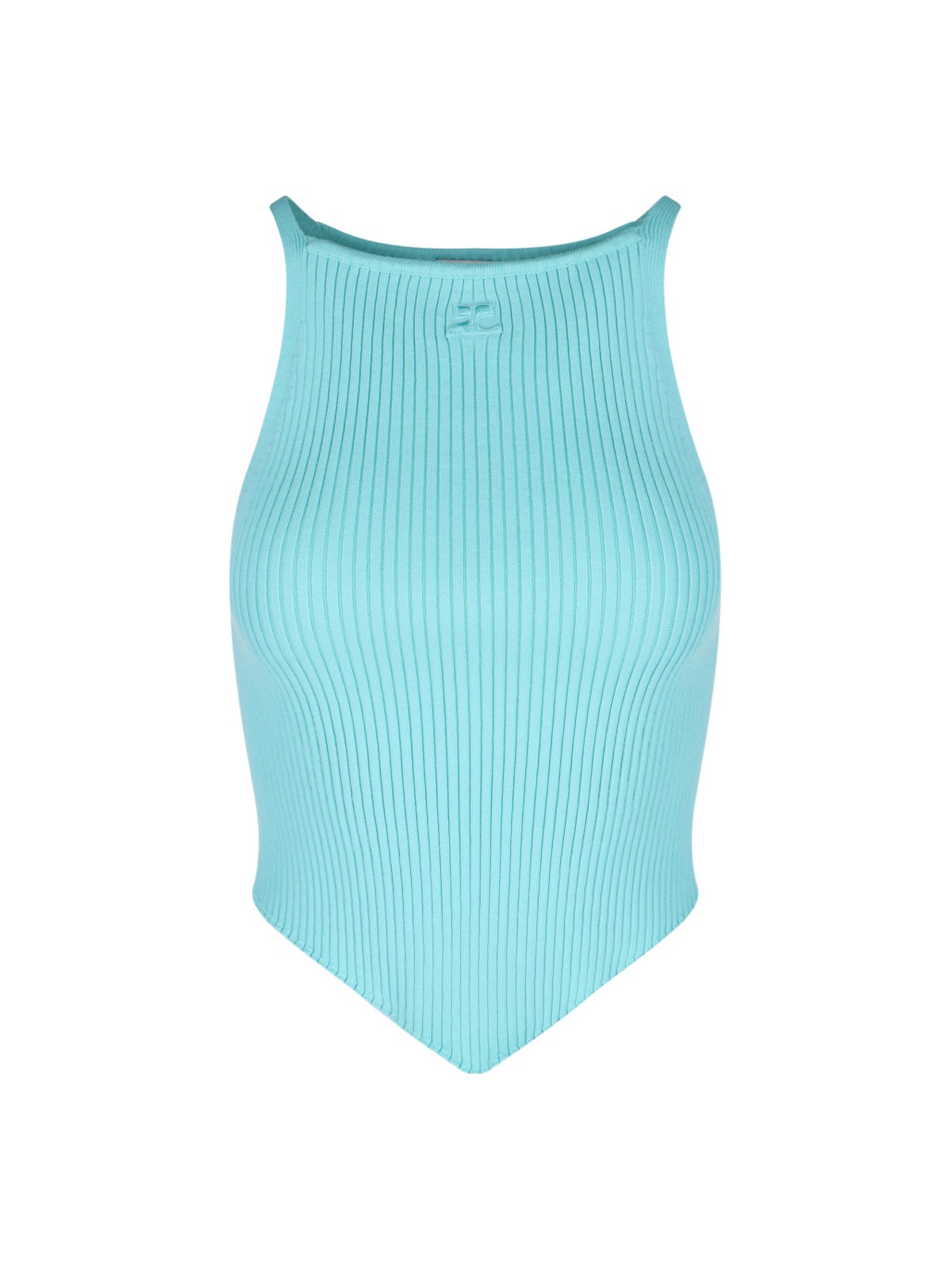 Courrèges Ribbed Top In Blue