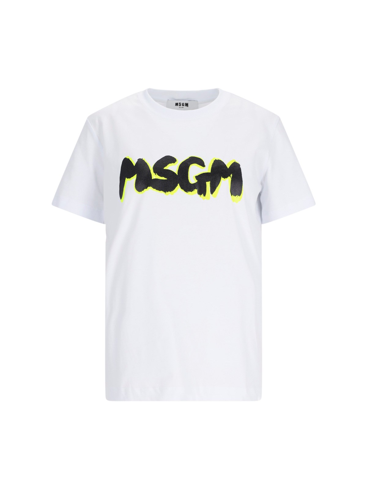 MSGM Logo Printed CrewneckＴシャツ Crew neck T-shirt with MSGM box logo - MSGM Official