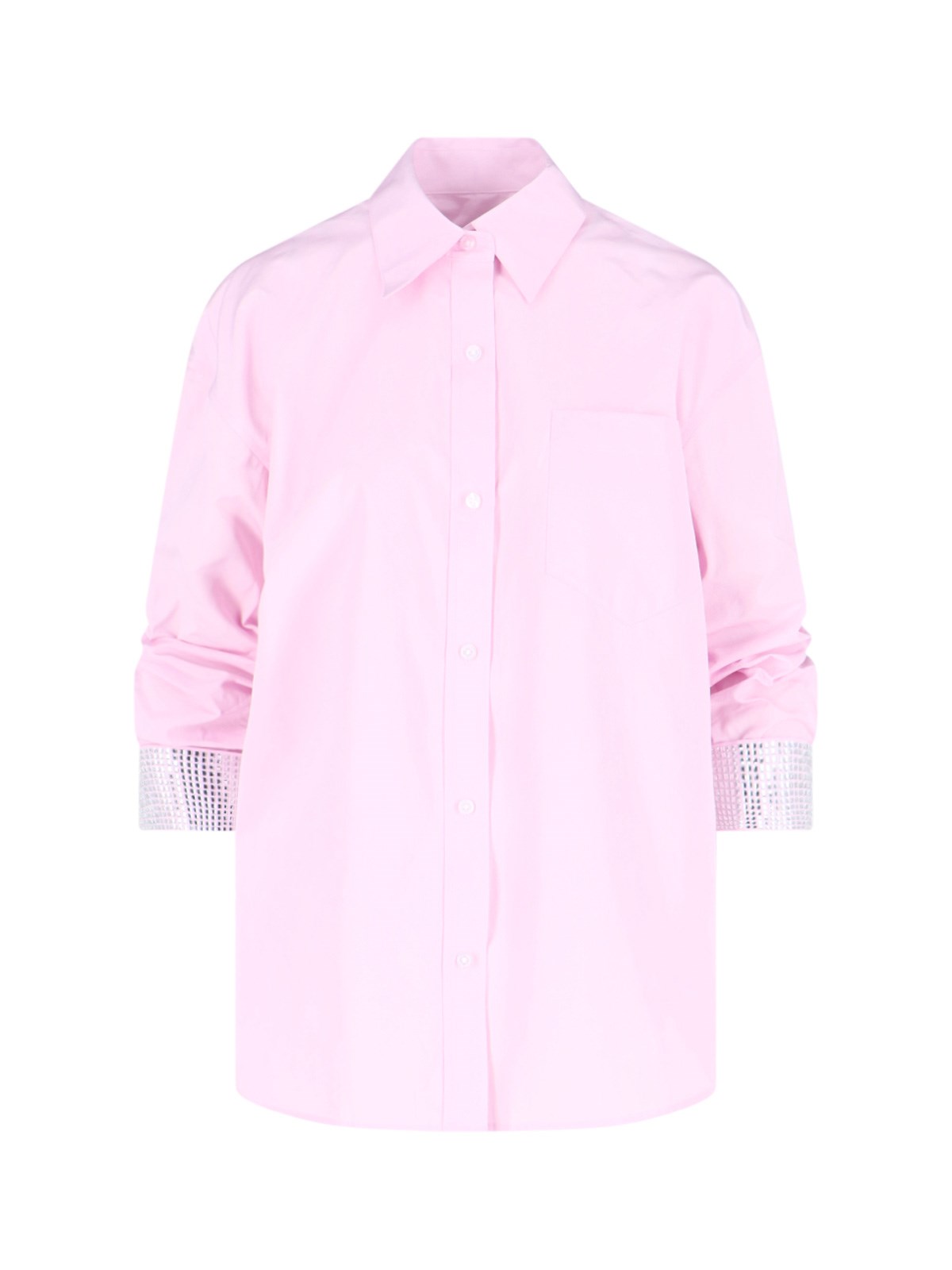 Alexander Wang Crystal-cuff Cotton Shirt In Rosa
