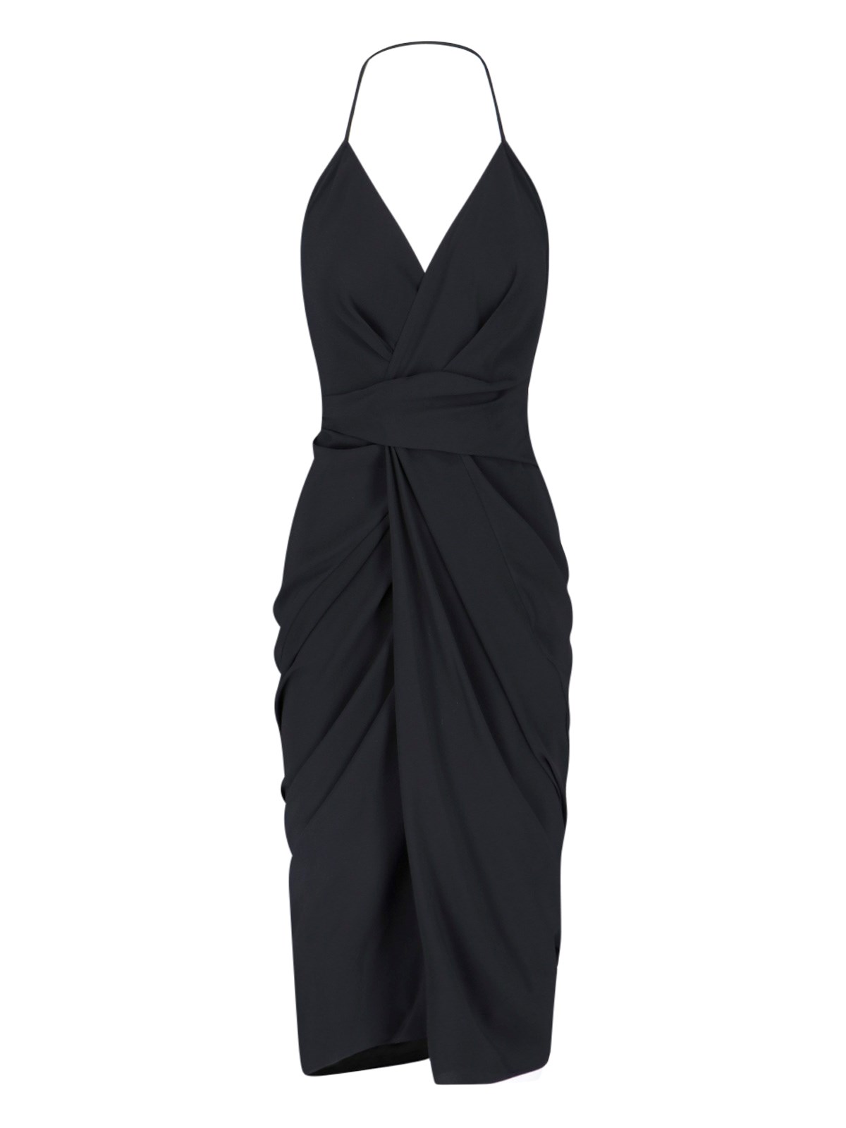Rick Owens Gerafftes Midikleid In Nero