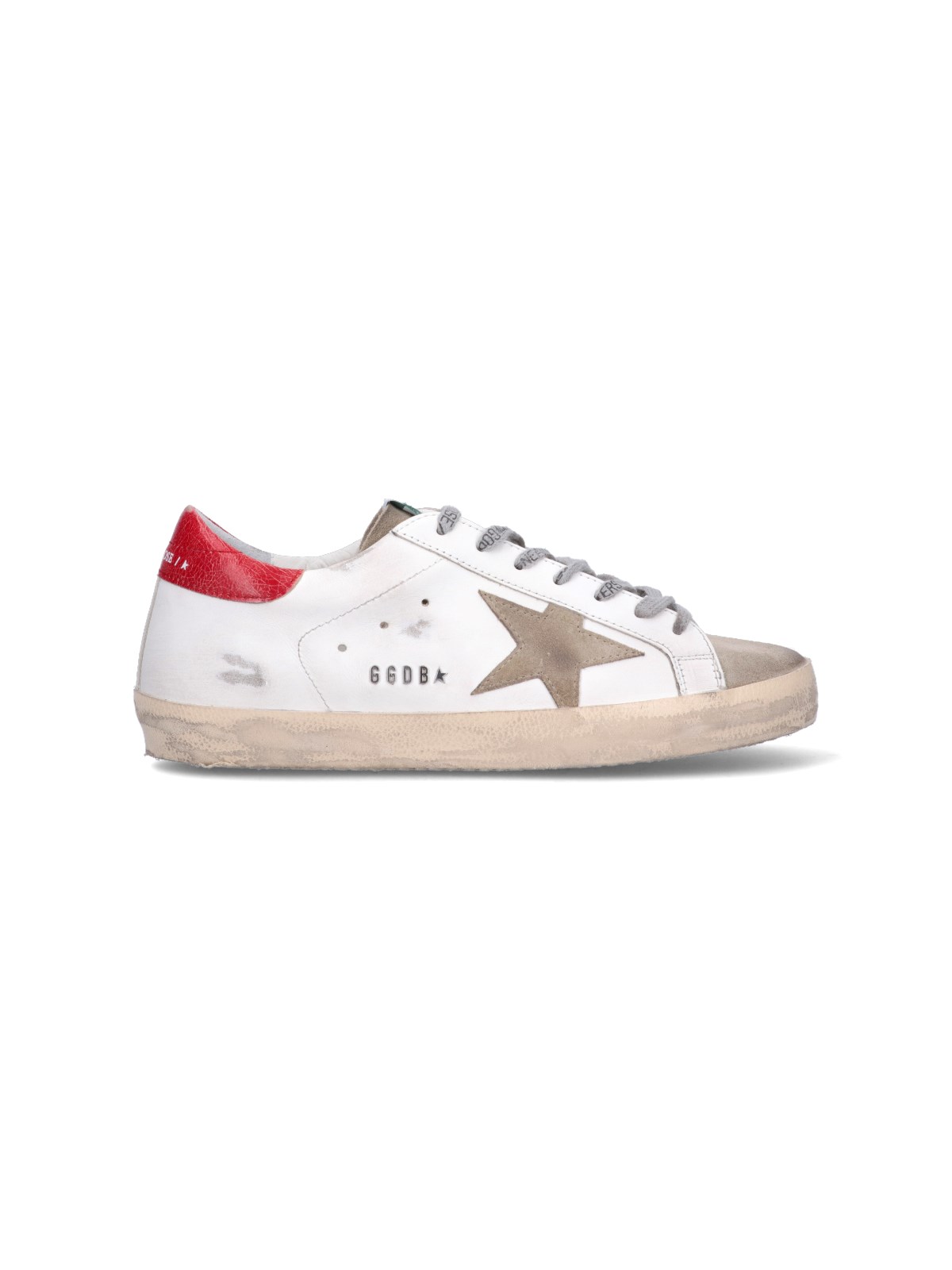 Golden Goose White Red Sneakers Super-star In Neutrals