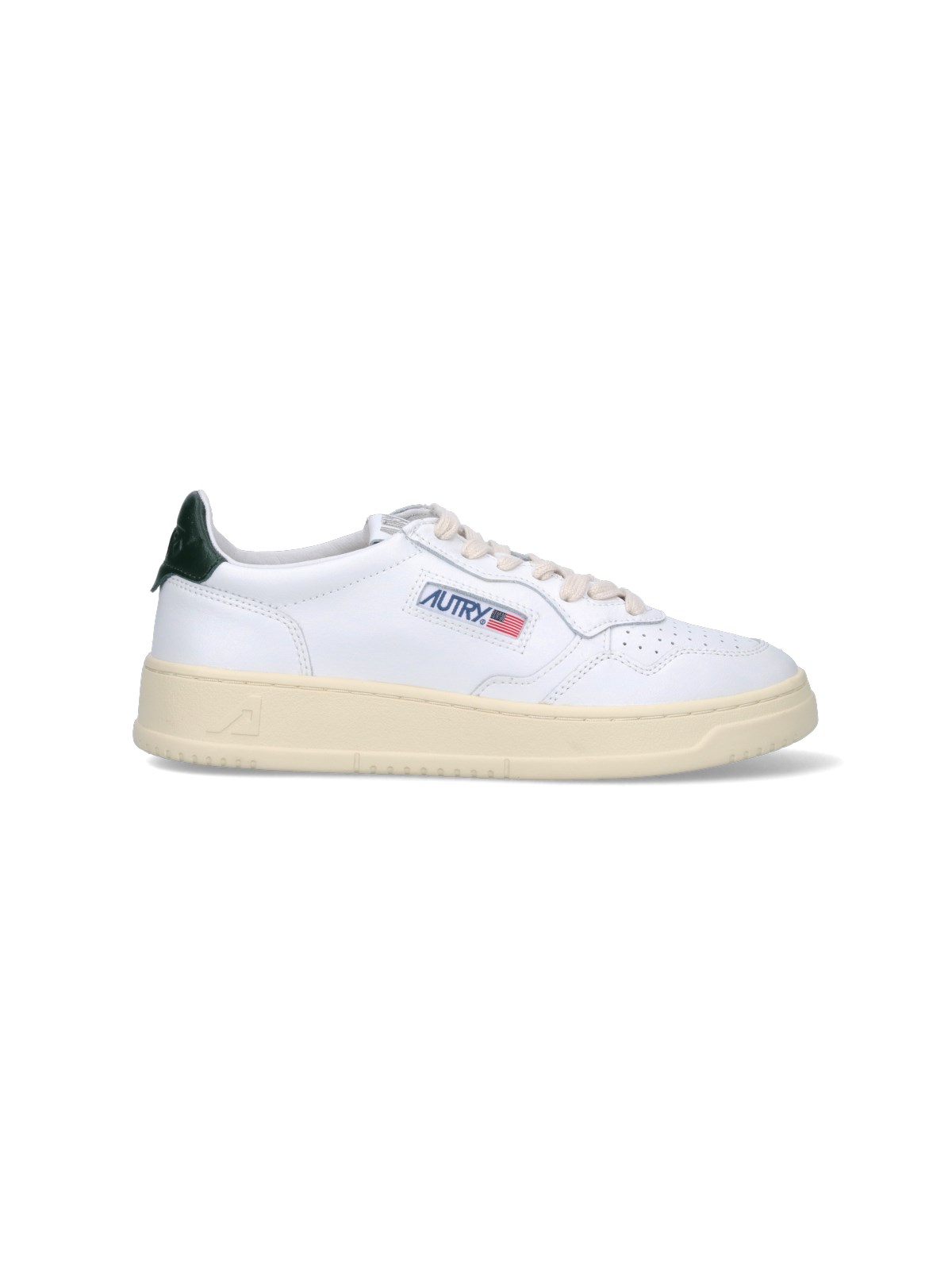 Autry Medalist Low Sneakers In White And Navy Blue Leather In White