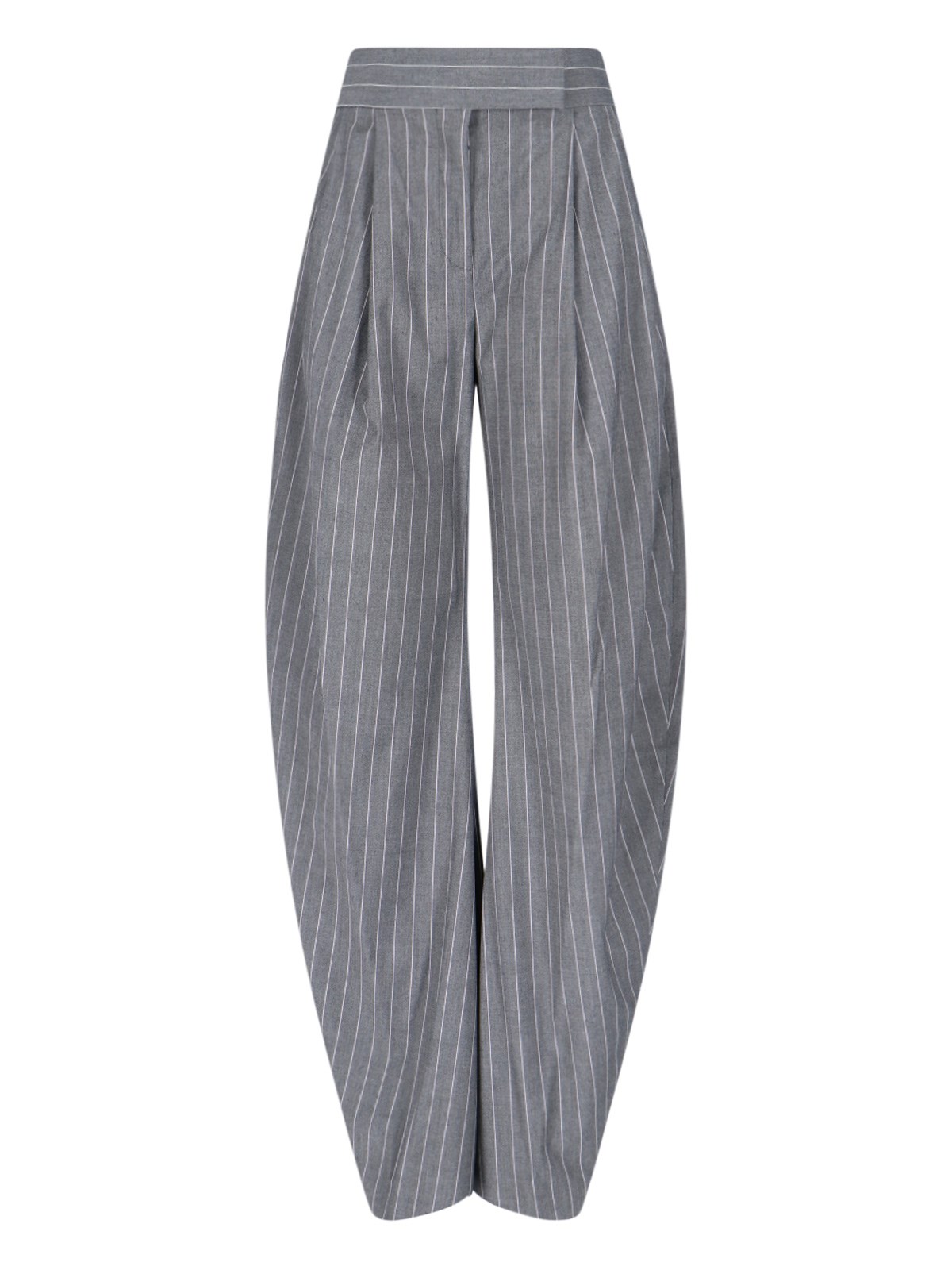 Attico Pinstriped Wide-leg Tailored Trousers In Grigio