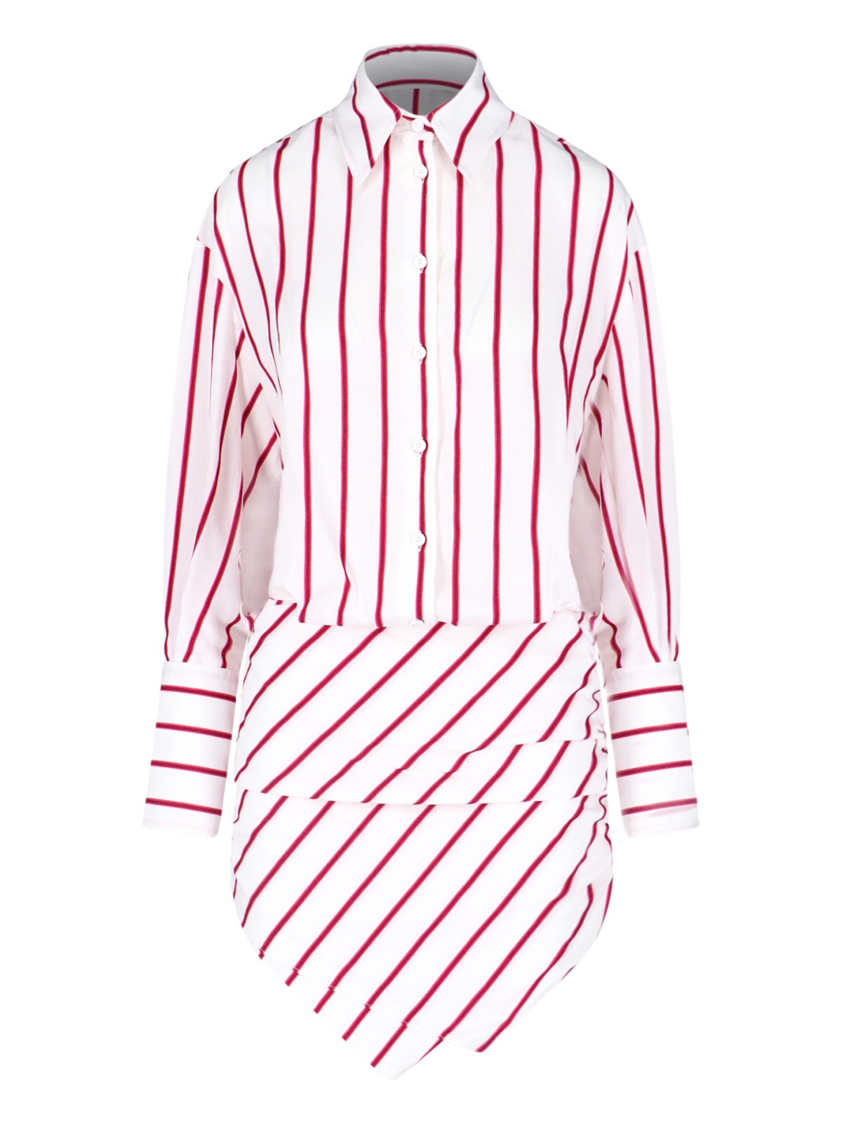 Attico ''hatty'' White With Red Stripes Mini Dress In Bianco