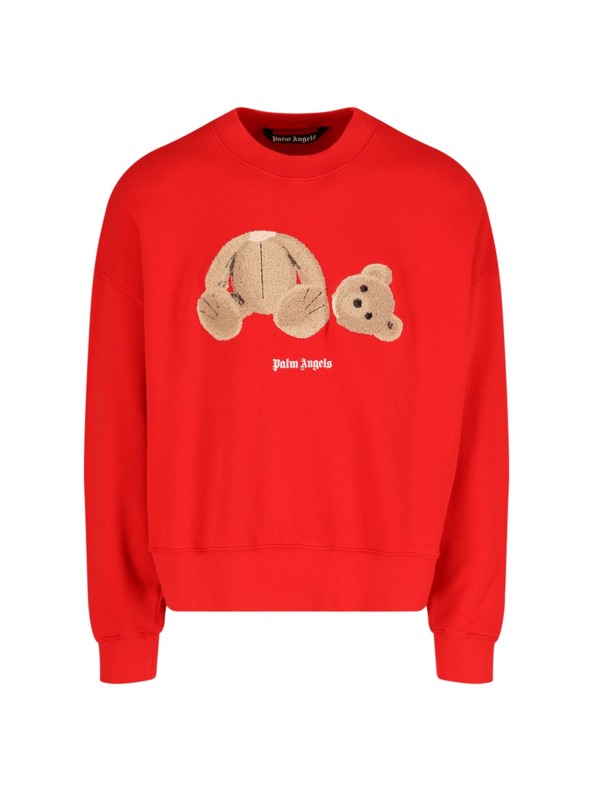 Palm Angels Bear-motif Logo Print Sweatshirt In Rosso