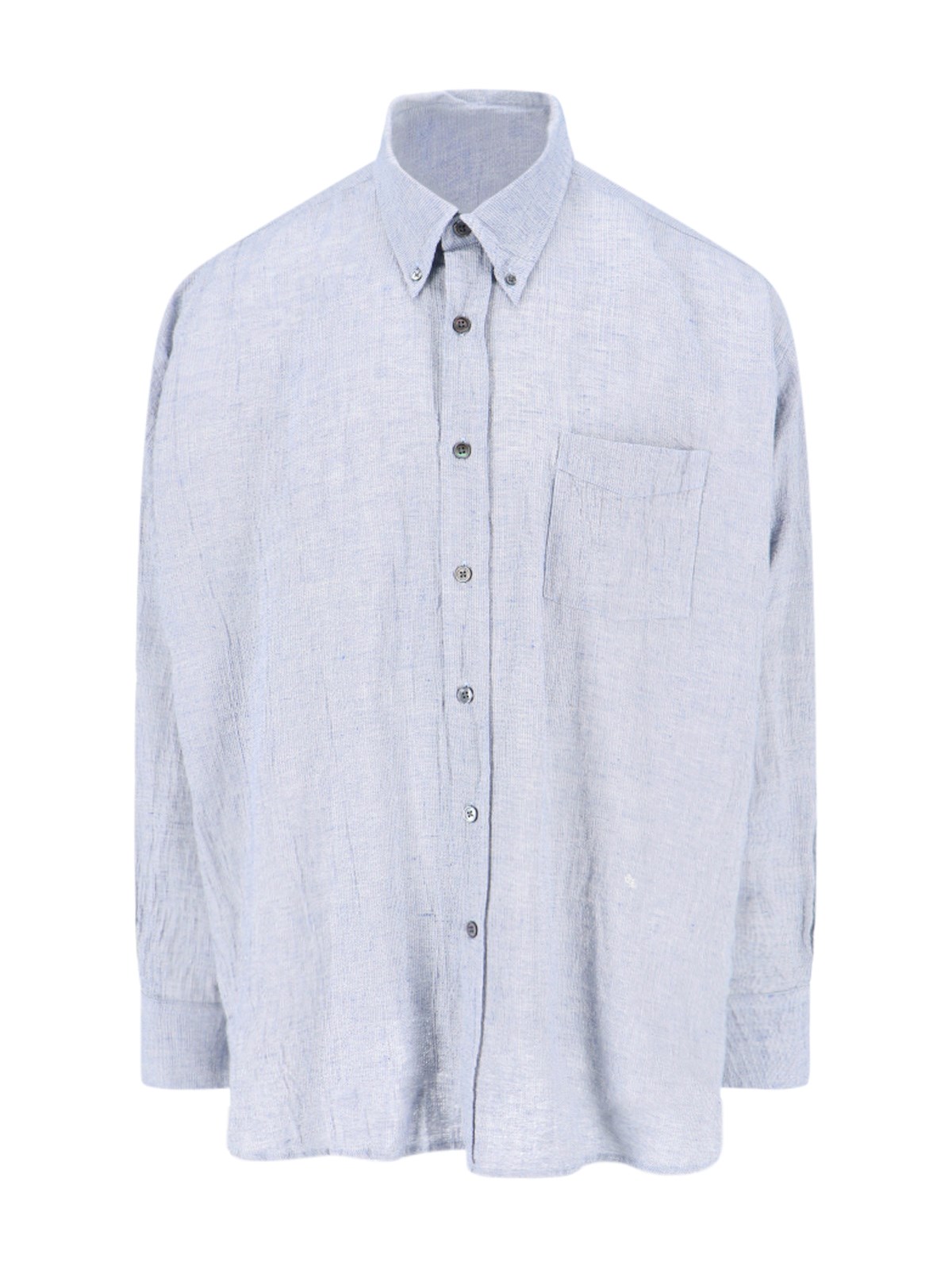 Our Legacy Textured Fabric Button-down Collar Shirt In Blue