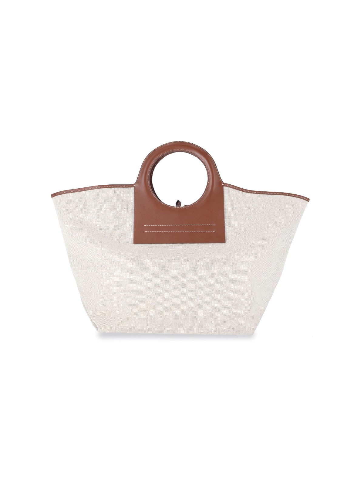 Hereu - Beige and Brown Chestnut Leather and Canvas Cala Tote Bag