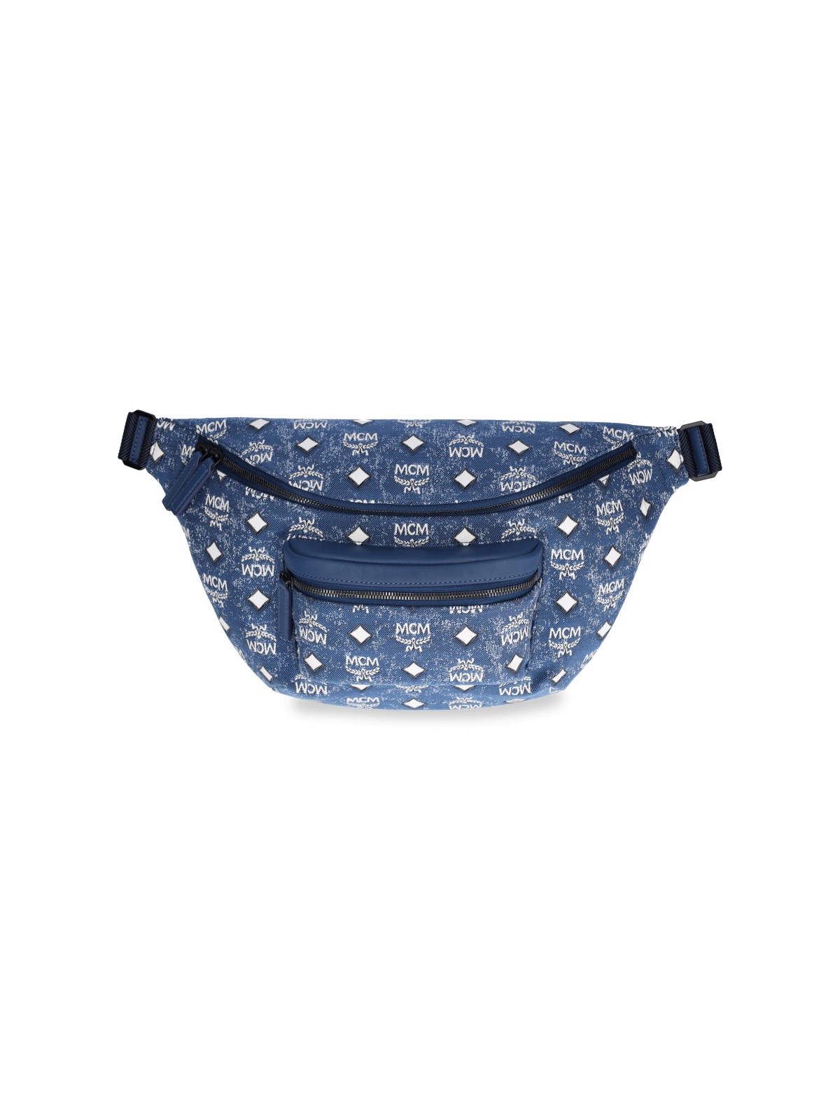 Blue mcm fanny pack hot sale