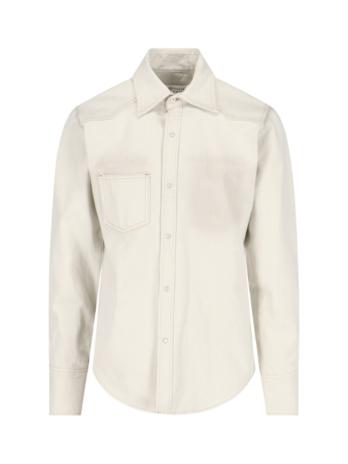 Shop Maison Margiela Denim Shirt In Cream