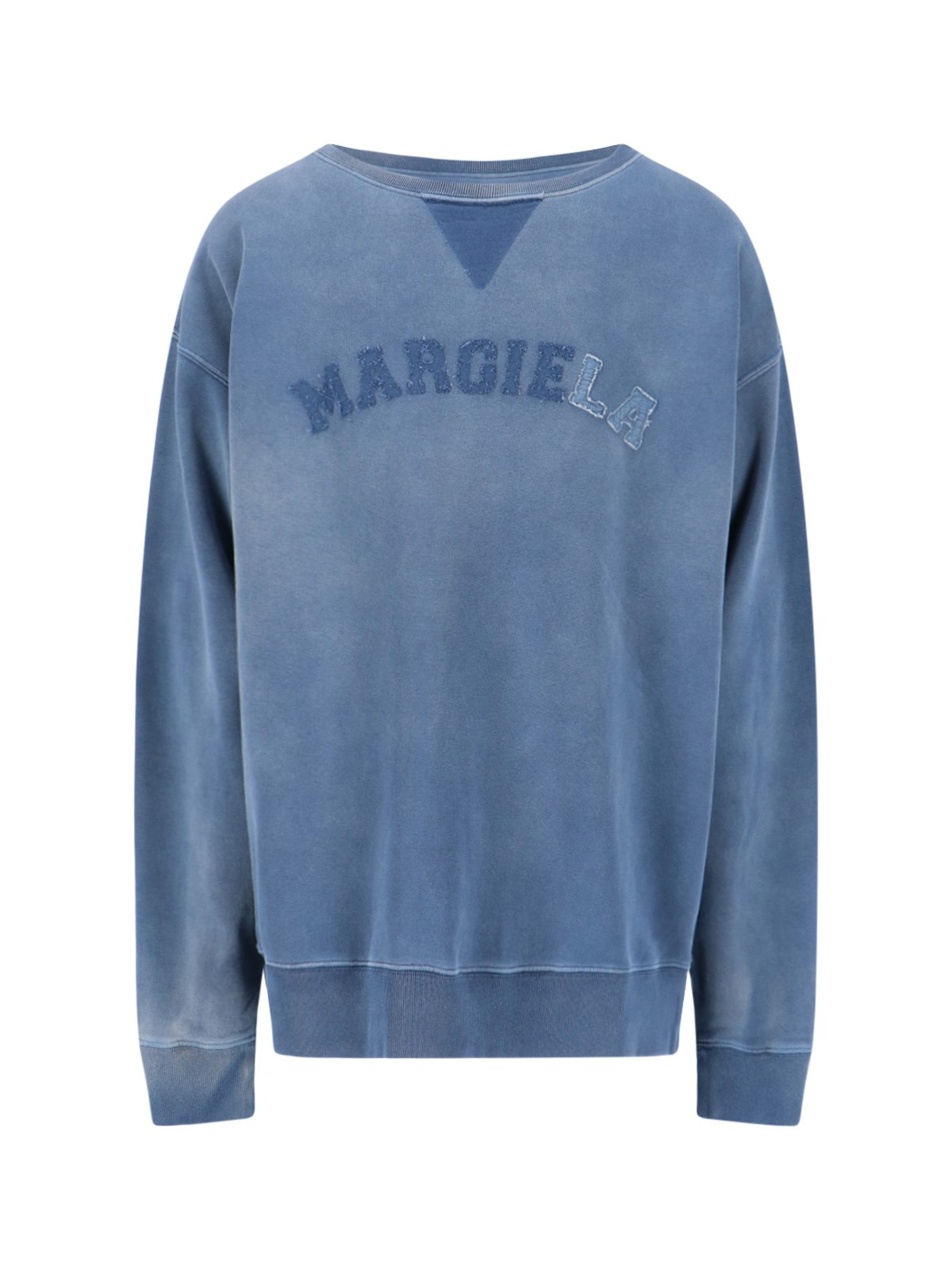 Shop Maison Margiela Logo Crewneck Sweatshirt In Blue