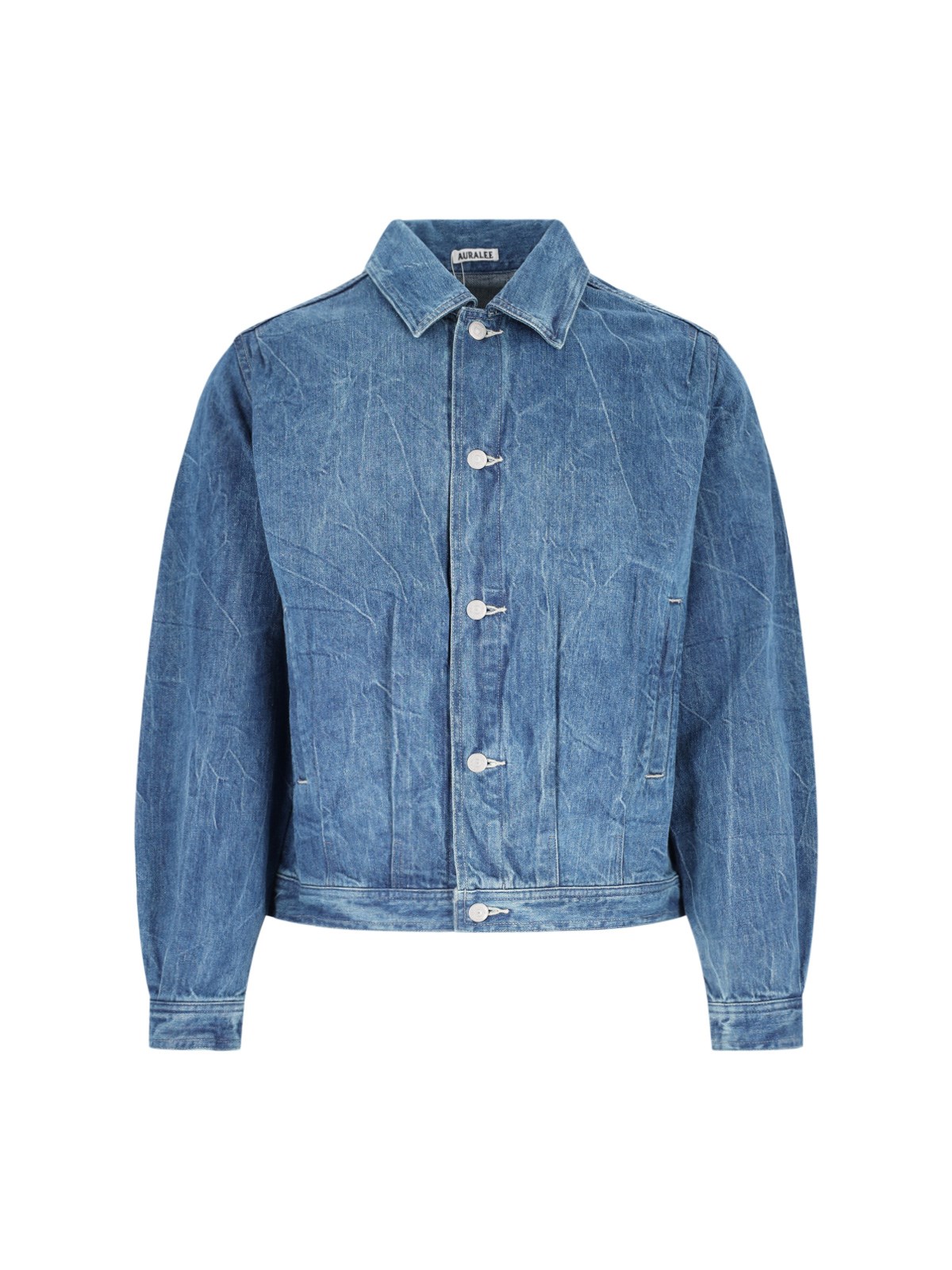 Auralee Lapel Long-sleeved Denim Jacket In Blue