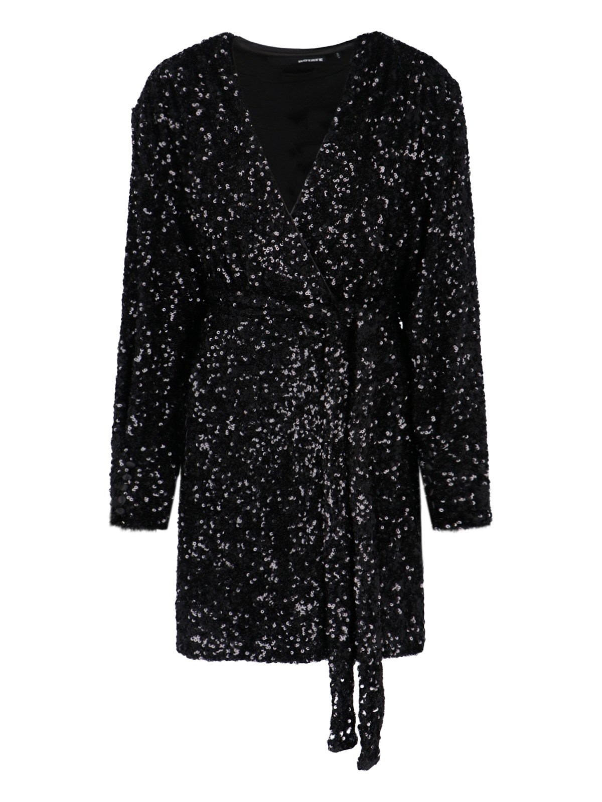 Rotate Birger Christensen Samantha Sequined Stretch-chiffon Mini Dress In Nero