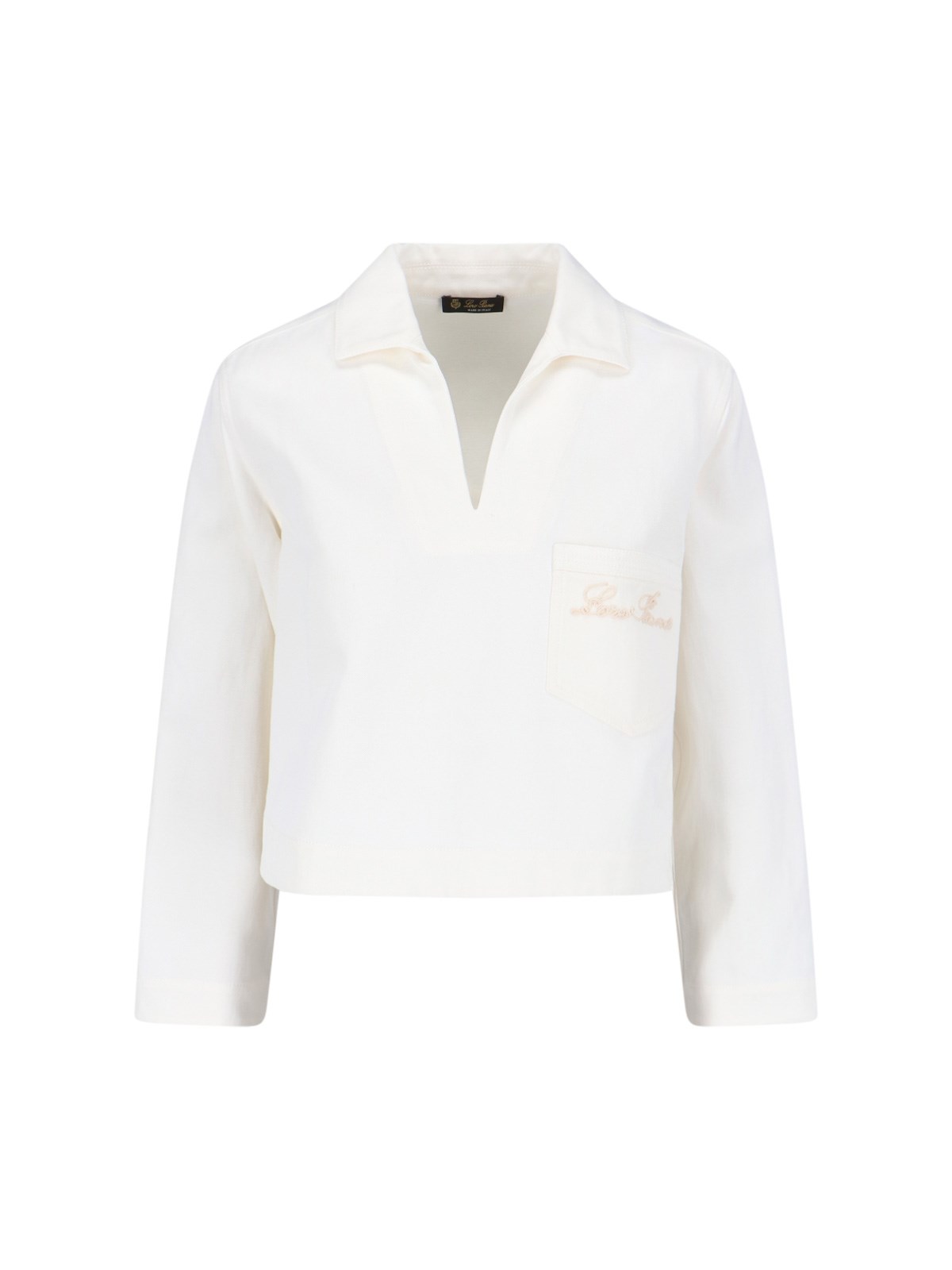 Loro Piana Cam. Filomena Cotton Linen Drill Crop Top In White