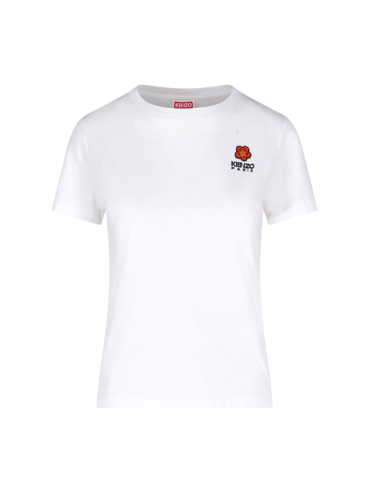 Kenzo Logo-embroidered Cotton T-shirt In Bianco