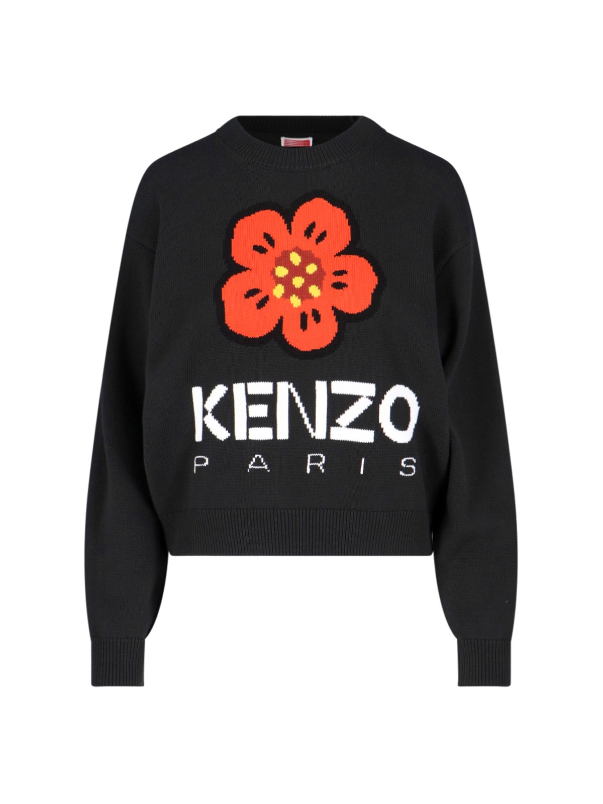 Kenzo Boke Flower Brushed Cotton Sweatshirt In Nero