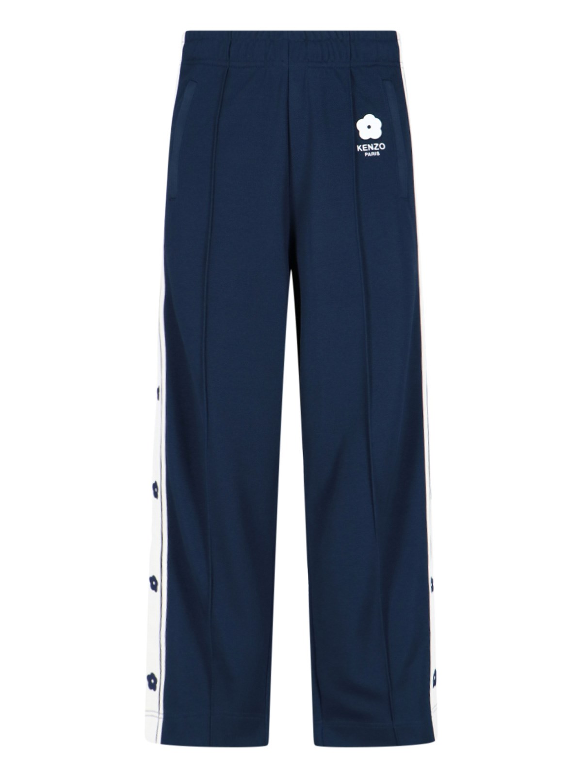 Kenzo Straight-leg Logo-embroidered Striped Jersey Track Pants In 
