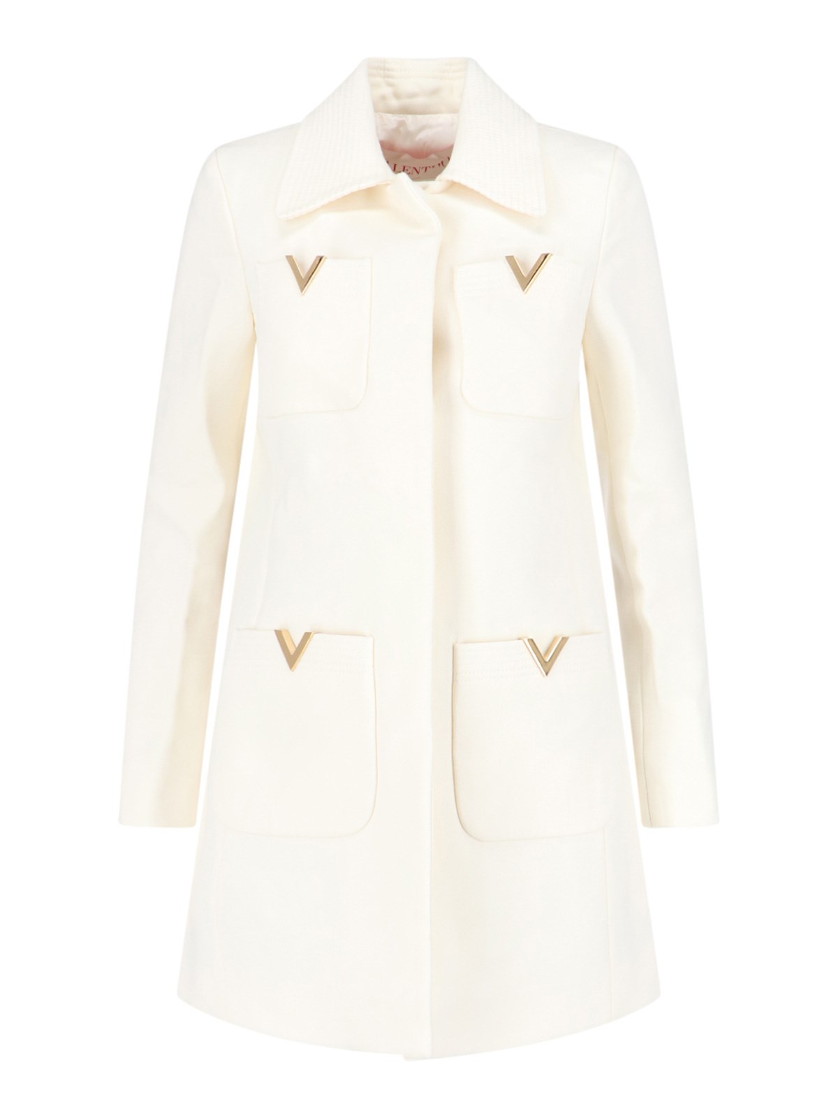 Valentino Virgin Wool Coat In White