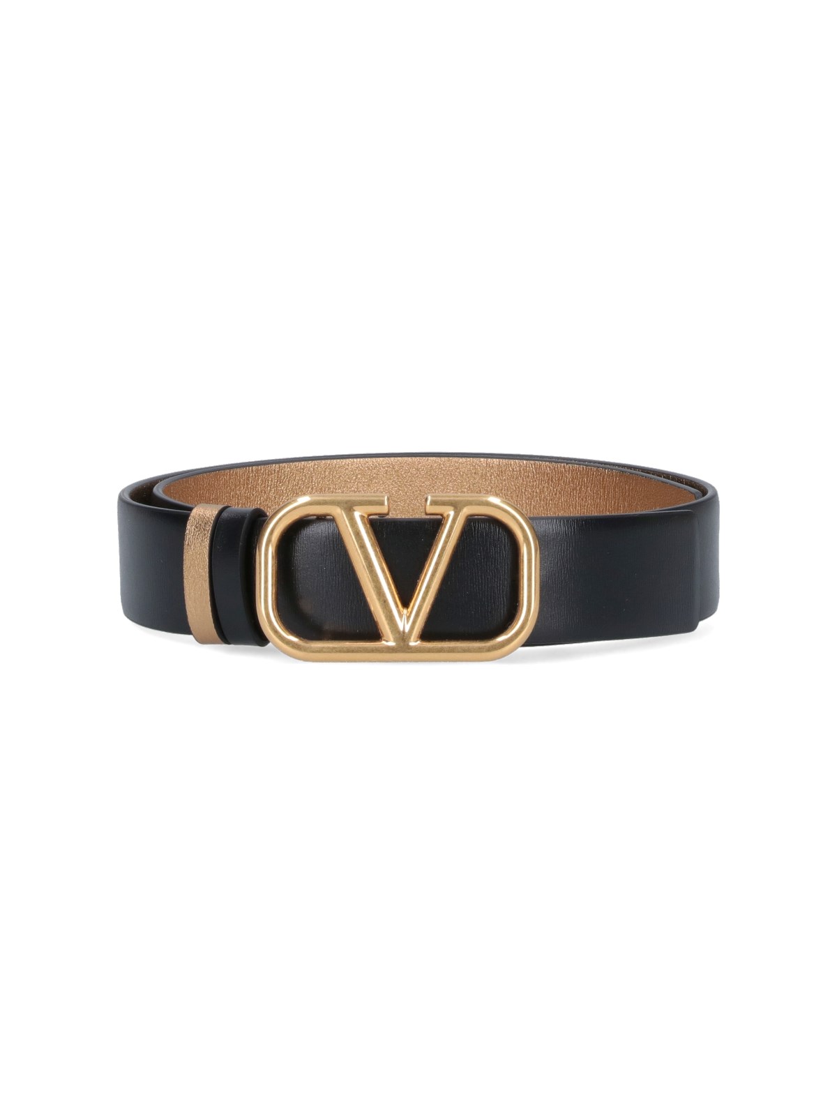 Valentino Garavani "v Logo" Belt In Black  