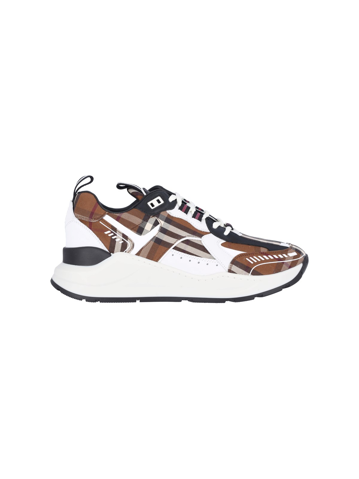 Burberry Sean Check-print Leather Low-top Trainers In Marrone