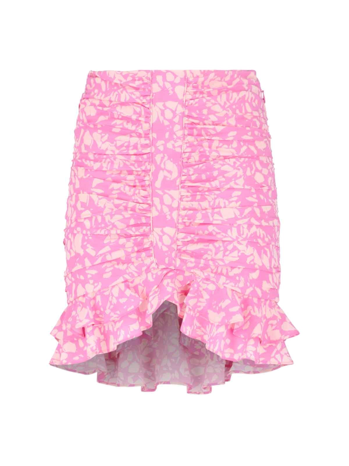 Isabel Marant Milendi Print Silk Miniskirt In Rosa