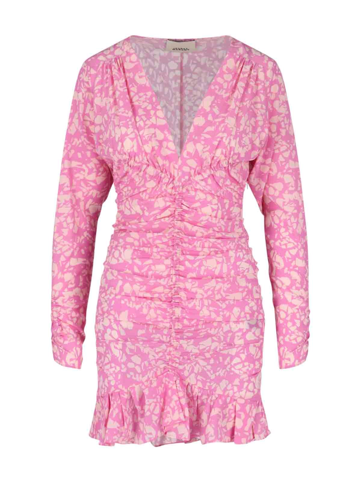 Isabel Marant Lara V-neck Floral Mini Dress In Rosa