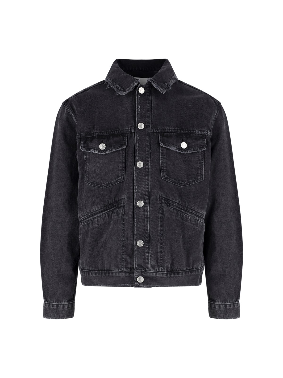 Isabel Marant Jango Logo-embroidered Denim Jacket In Nero