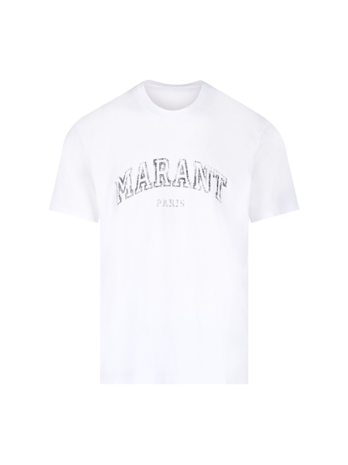 Isabel Marant Logo Printed Cotton Jersey T-shirt In Bianco