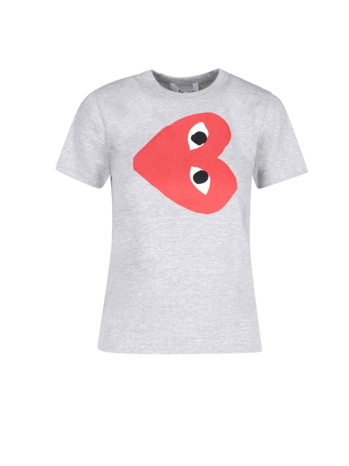 Shop Comme Des Garçons Play - Logo T-shirt In Gray