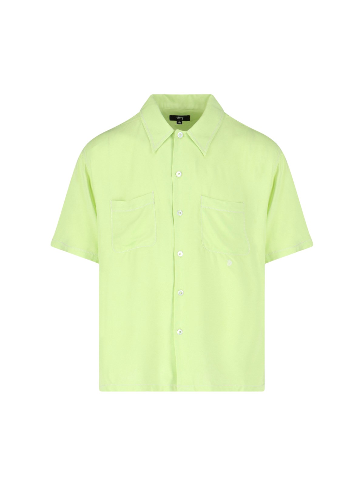 Shop Stussy 'contrast Stitching' Shirt In Verde