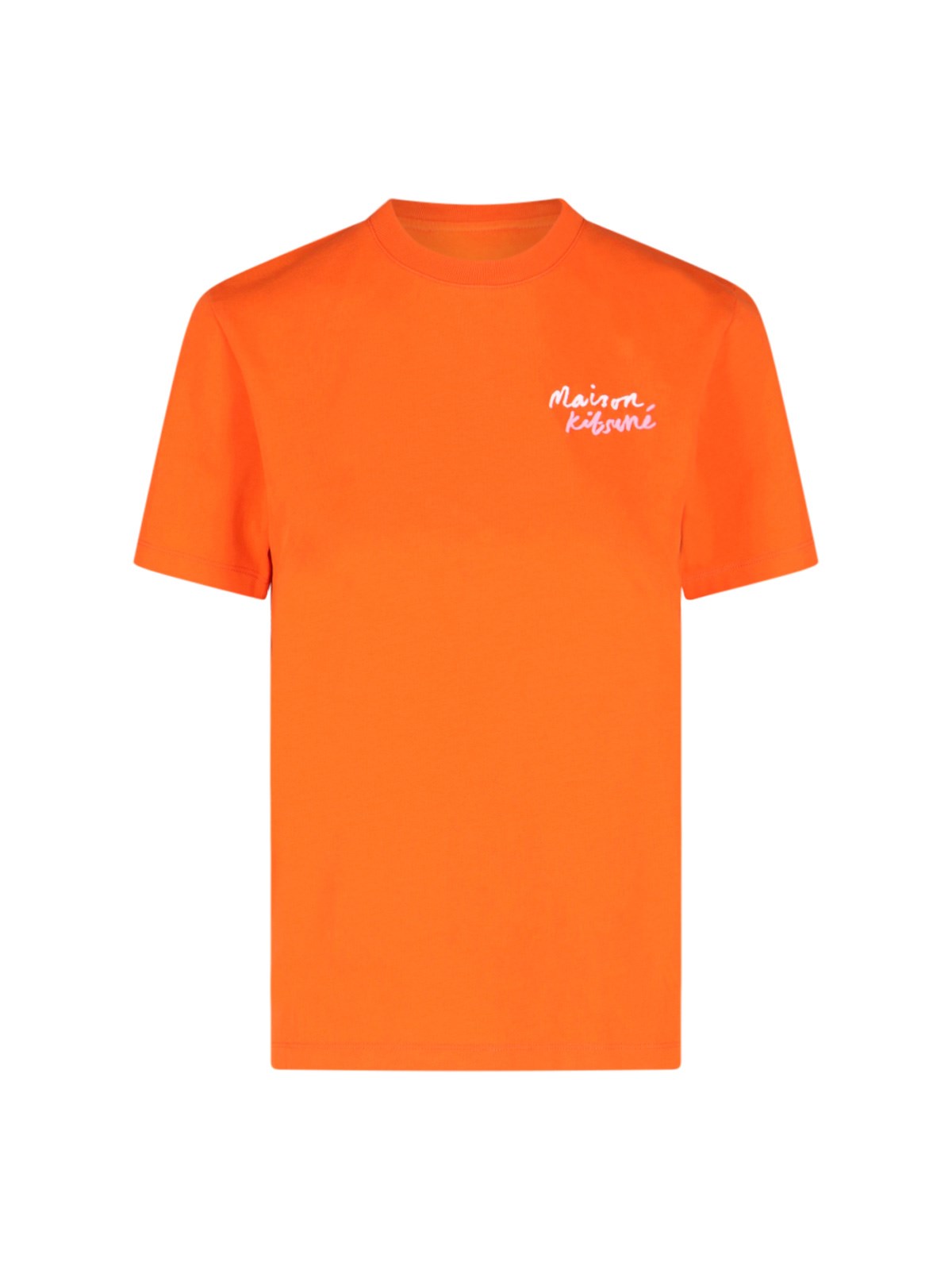 Maison Kitsuné Embroidered-logo Cotton T-shirt In Orange