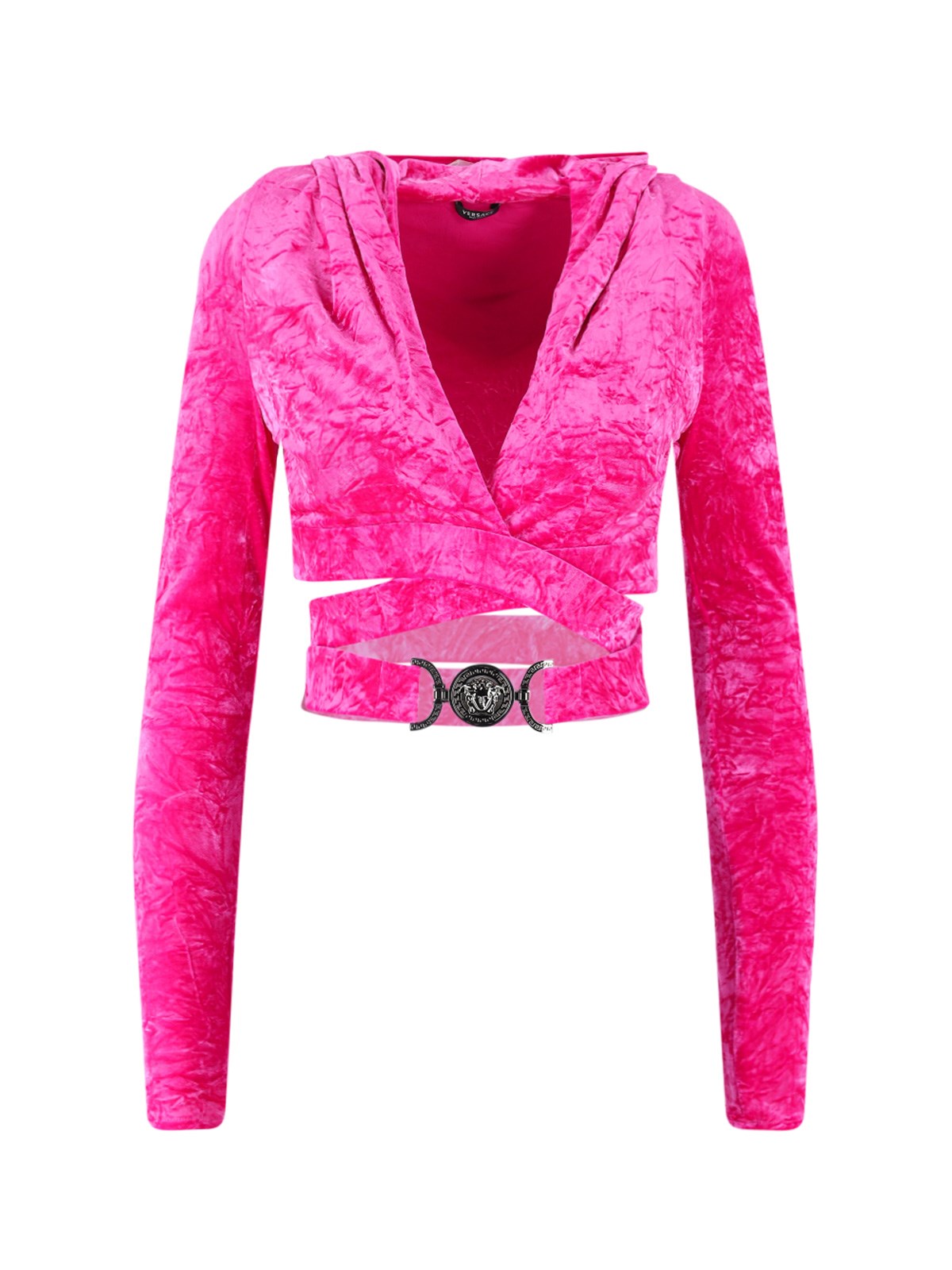 Versace Texturized Velvet Medusa Biggie Sweatshirt In Rosa