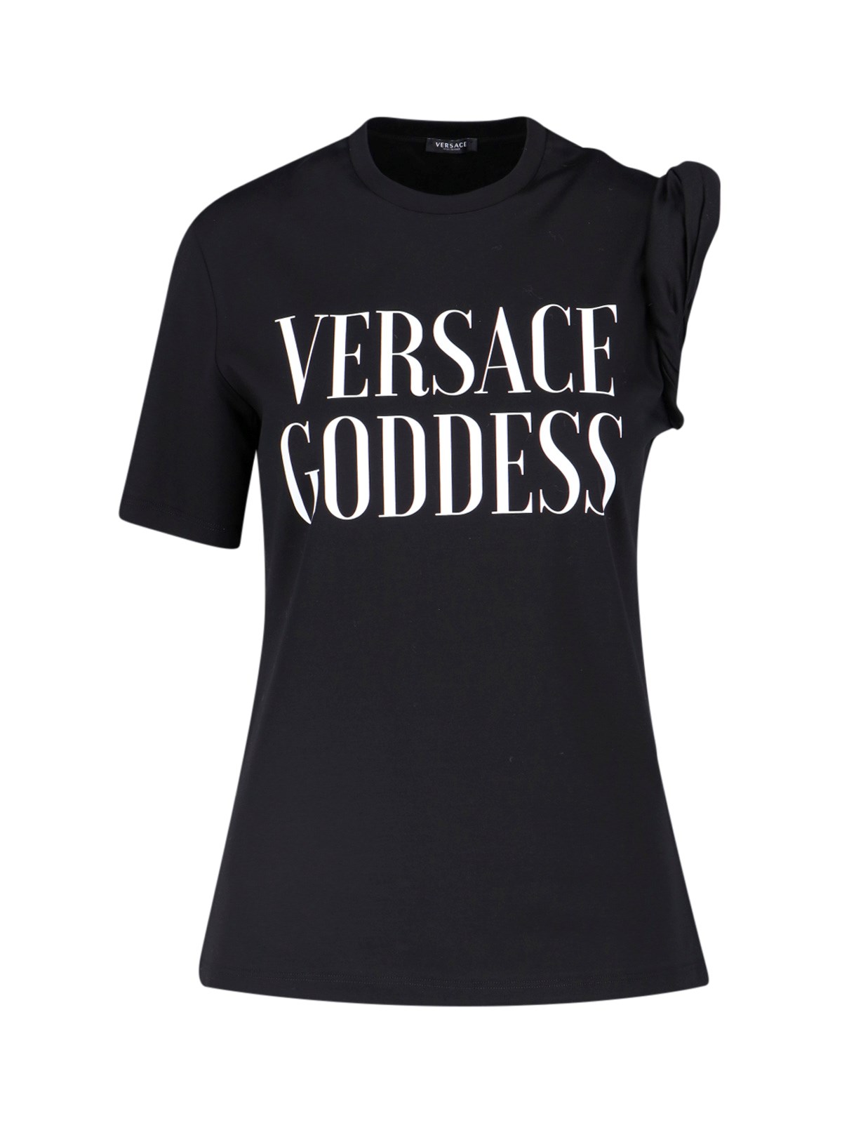 Versace "goddess" One Shoulder T-shirt In Nero