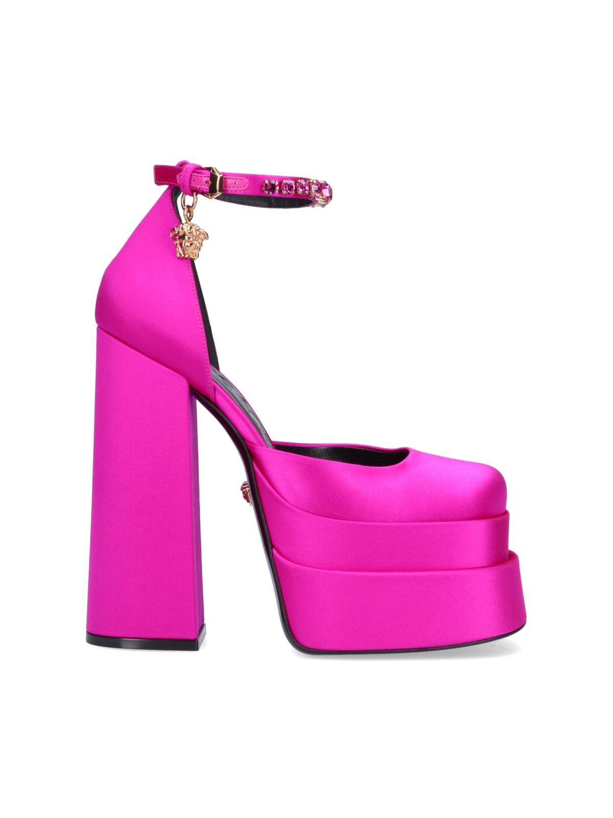 Versace Pink Medusa Aevitas Platform Heels In Viola