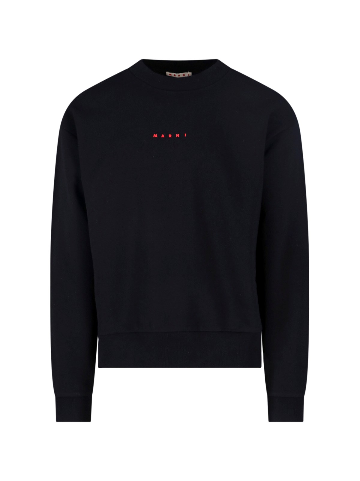 Marni Logo-print Crew-neck Sweatshirt In Nero