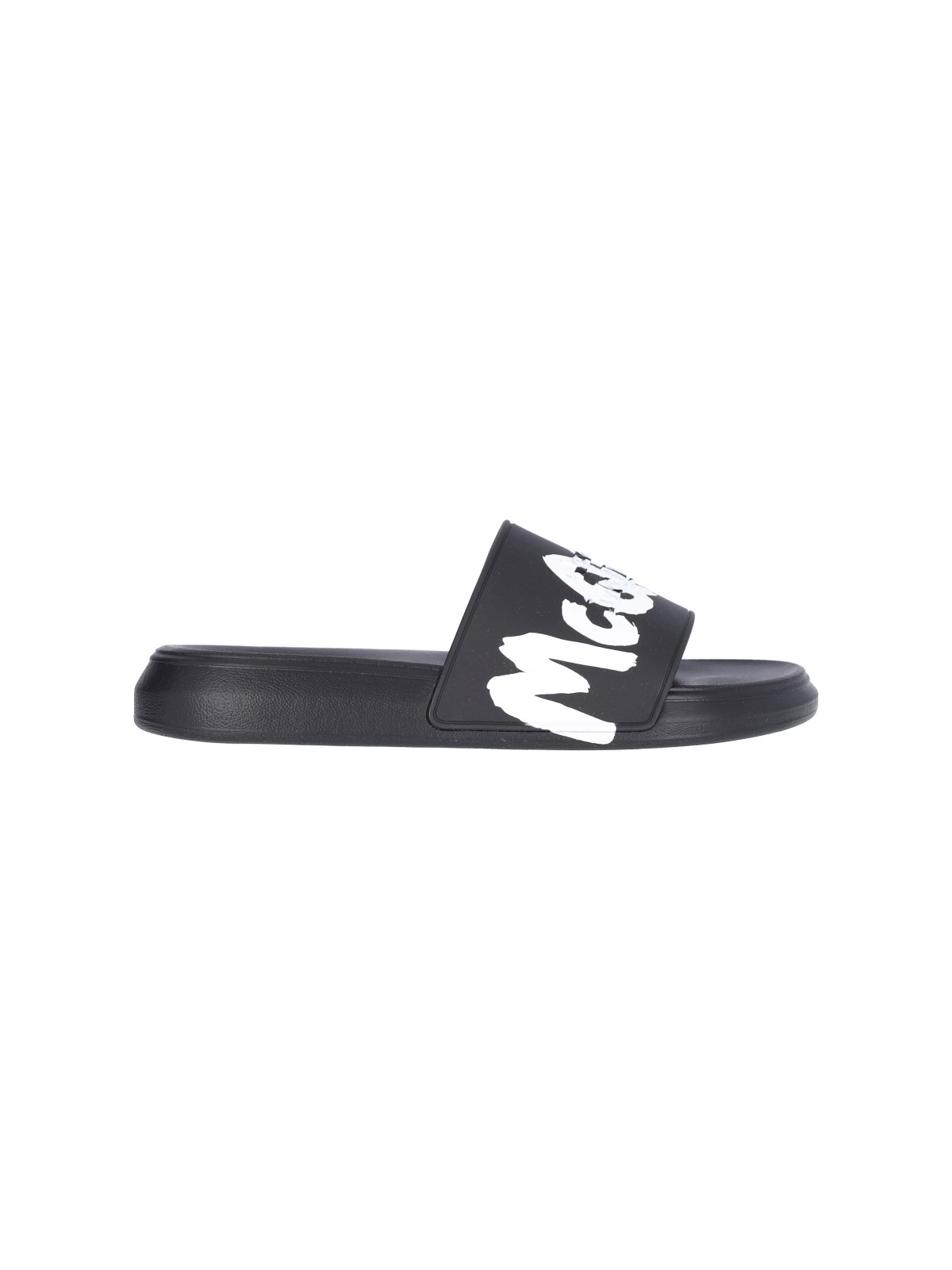 Shop Alexander Mcqueen 'graffiti' Rubber Sandals In Black  