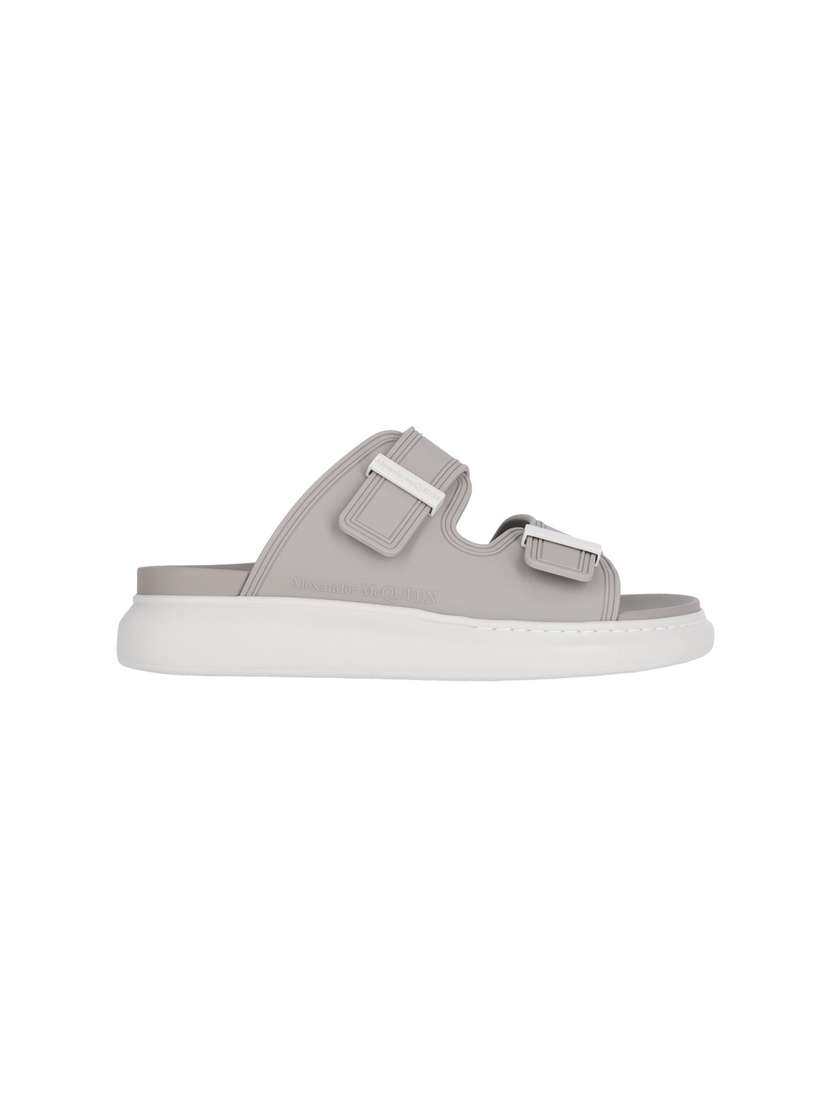 Shop Alexander Mcqueen "hybrid" Slide Sandals In Gray