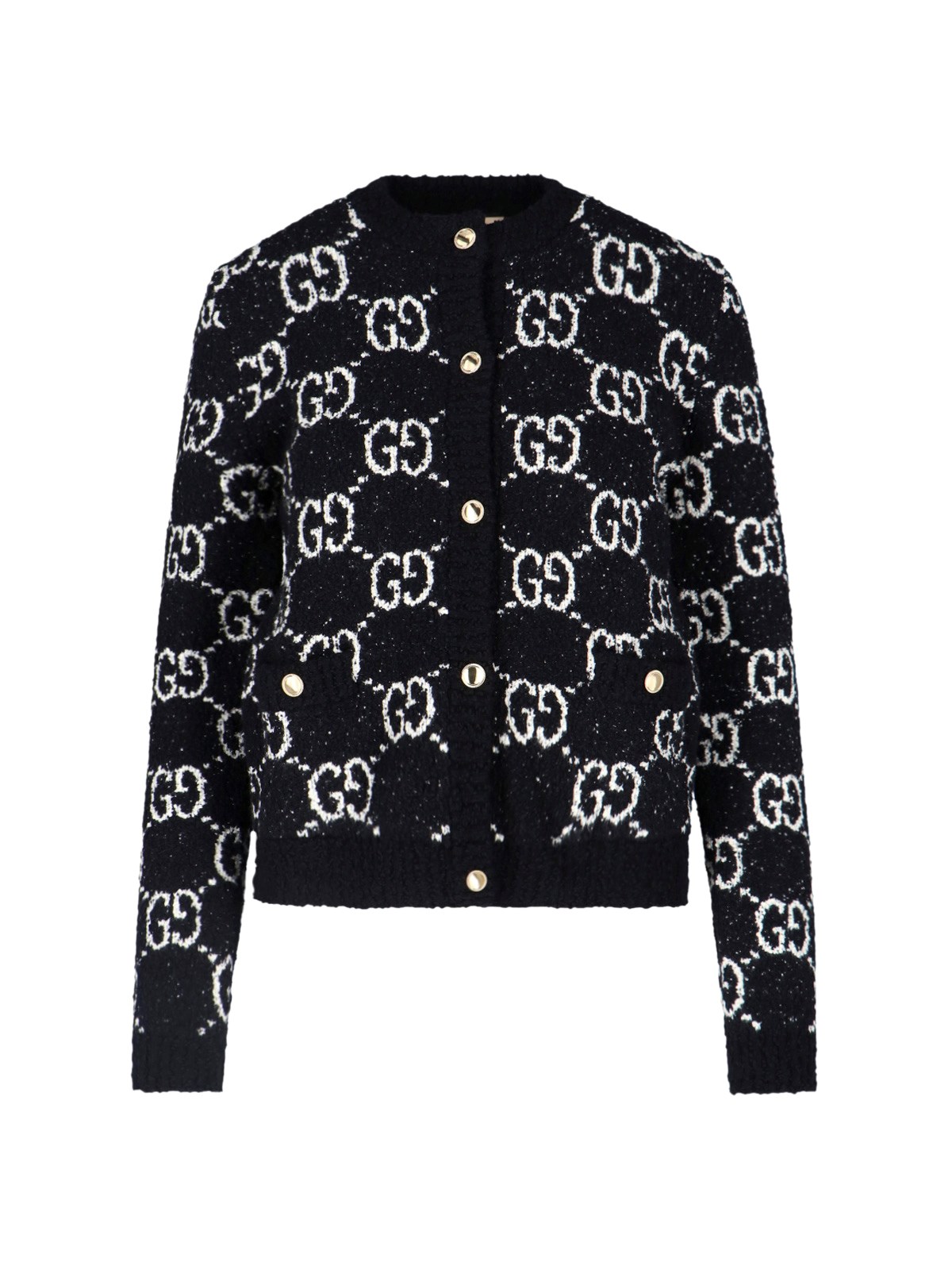 Gucci Gg Jacquard Cardigan In Black