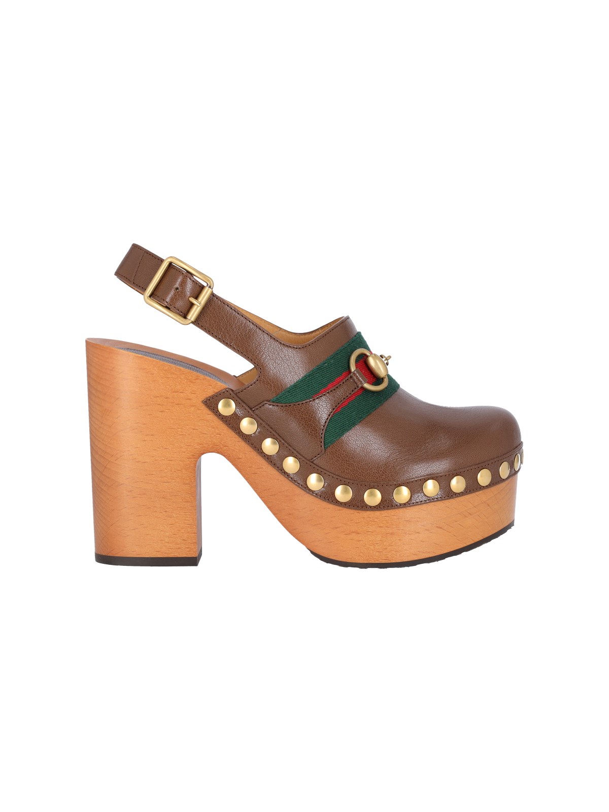 Gucci 85mm Stann Leather Clogs In Brown