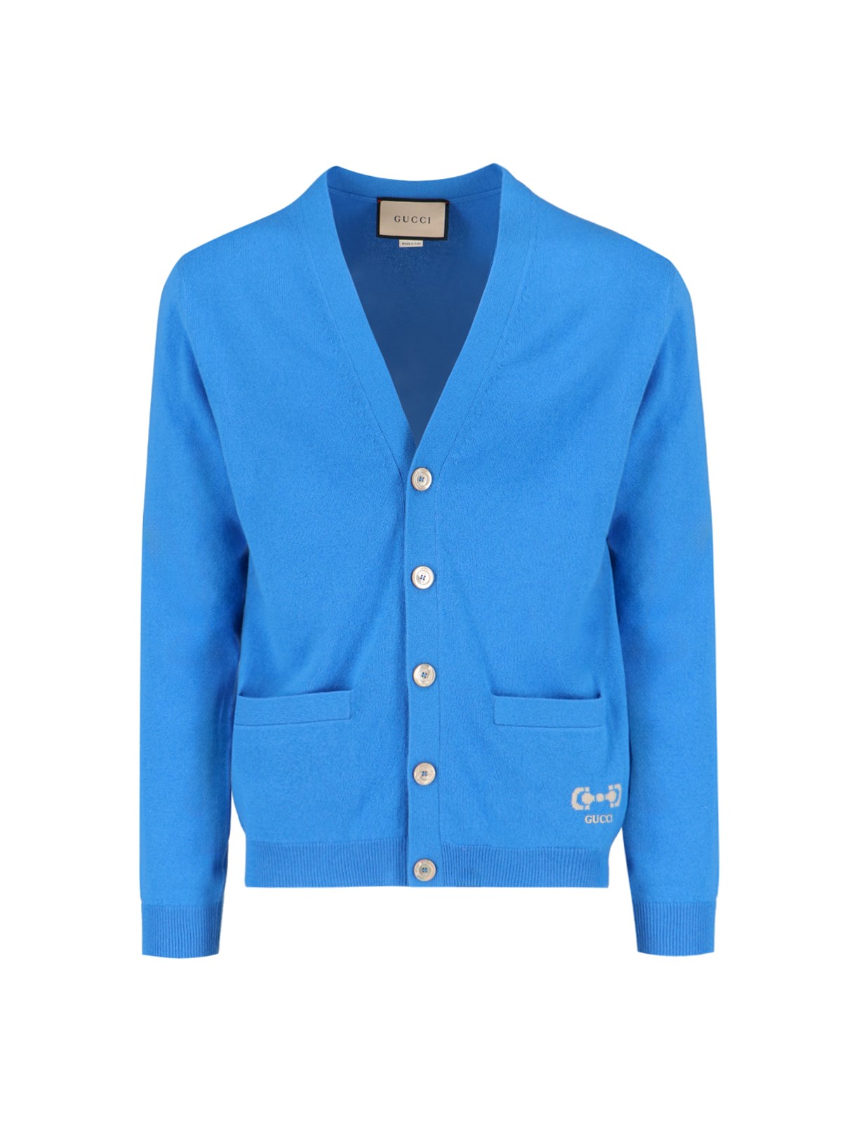 Shop Gucci Cashmere Knit Cardigan In Blue