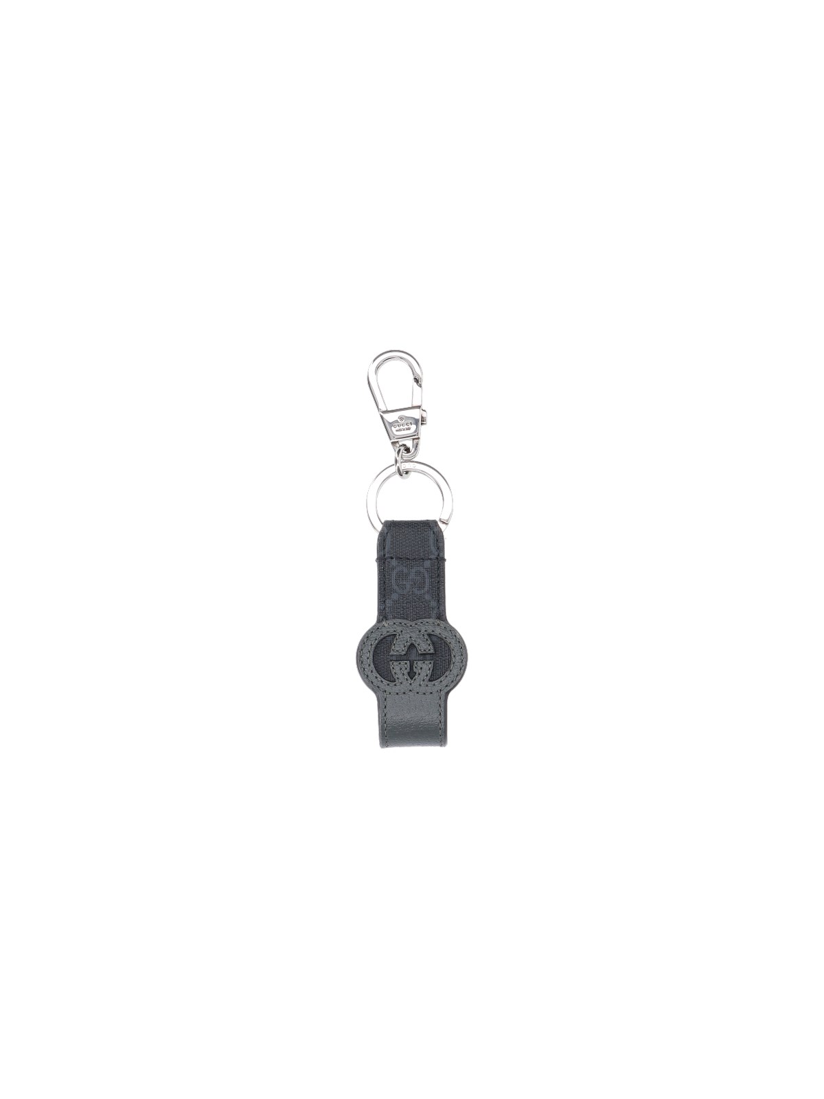 Shop Gucci "gg" Cut-out Keyring In Black  