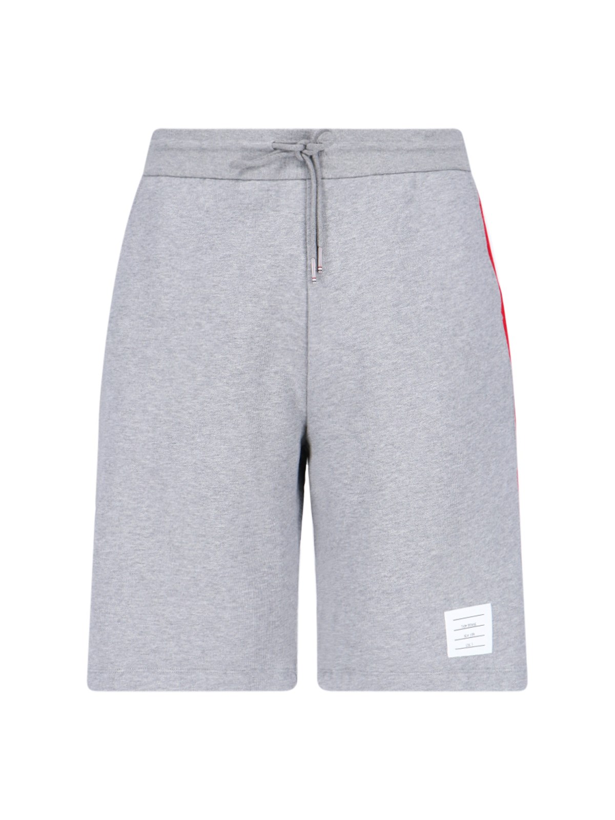 Thom Browne Signature Stripe Track Shorts In Grey