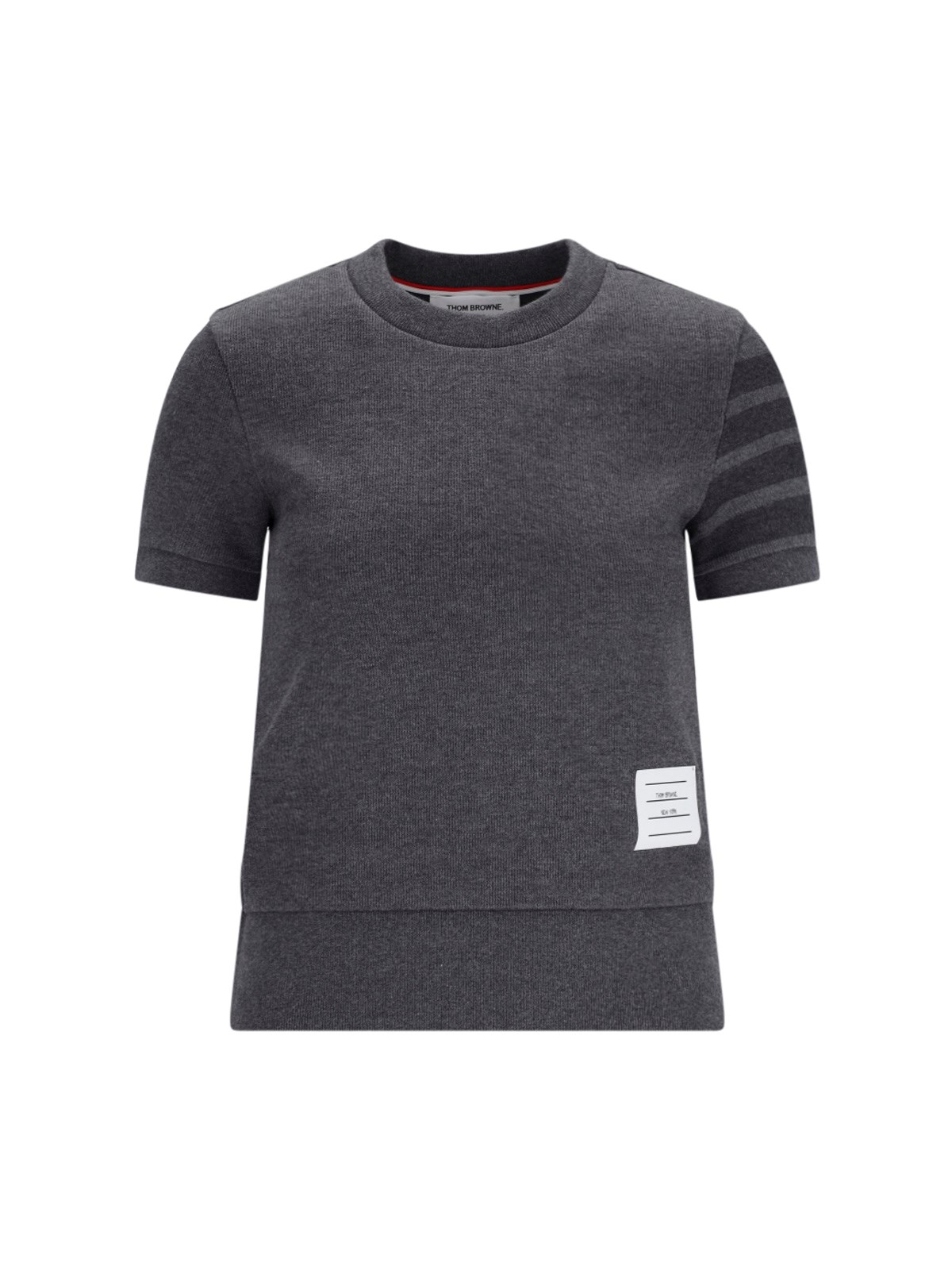 Shop Thom Browne Short Sleeve Sweater In Gray