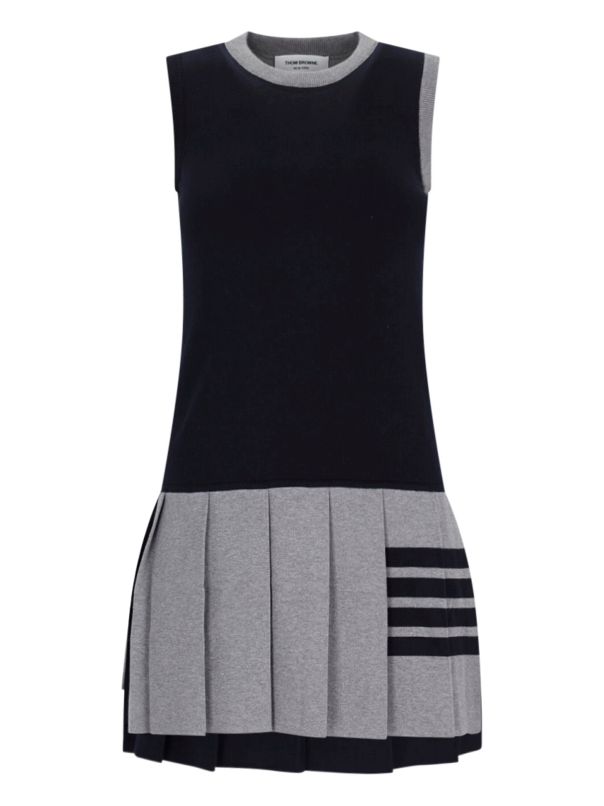 Shop Thom Browne '4-bar' Mini Dress In Gray