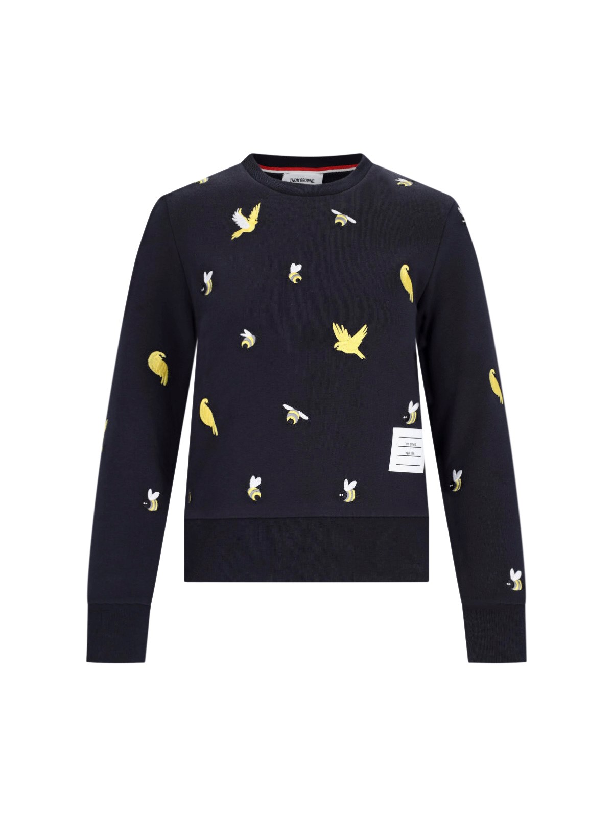 Shop Thom Browne 'birds And Bees' Crew Neck Sweatshirt In Blue