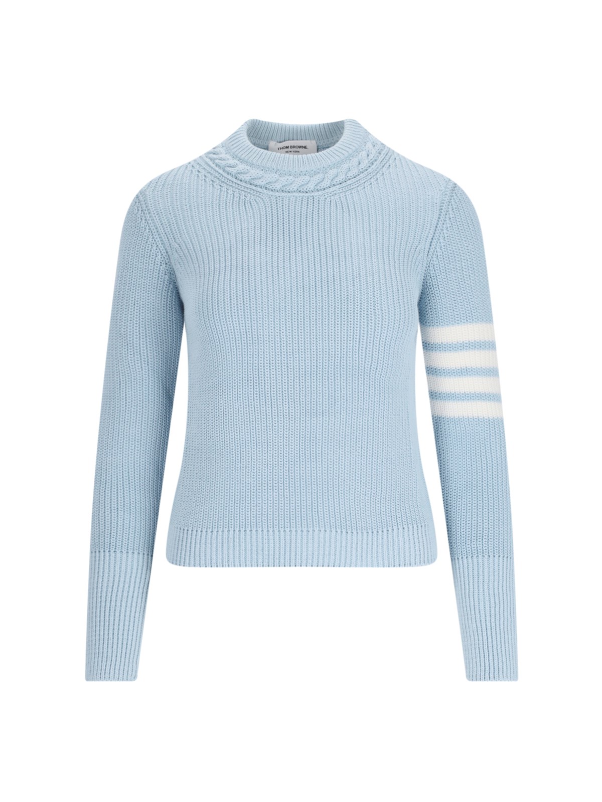 Shop Thom Browne '4-bar' Sweater In Light Blue