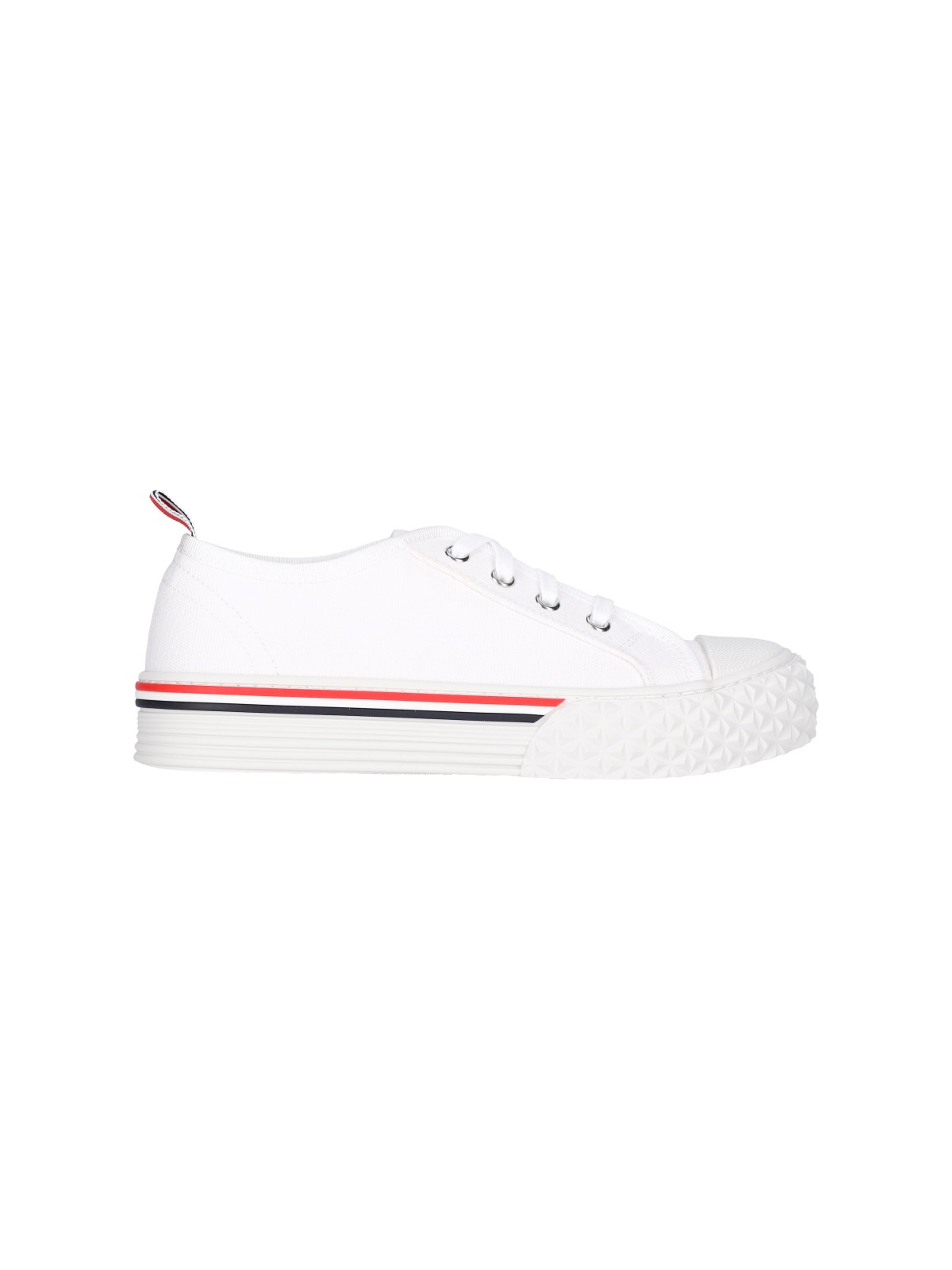 Thom Browne White Canvas Collegiate Low Top Sneakers In Bianco