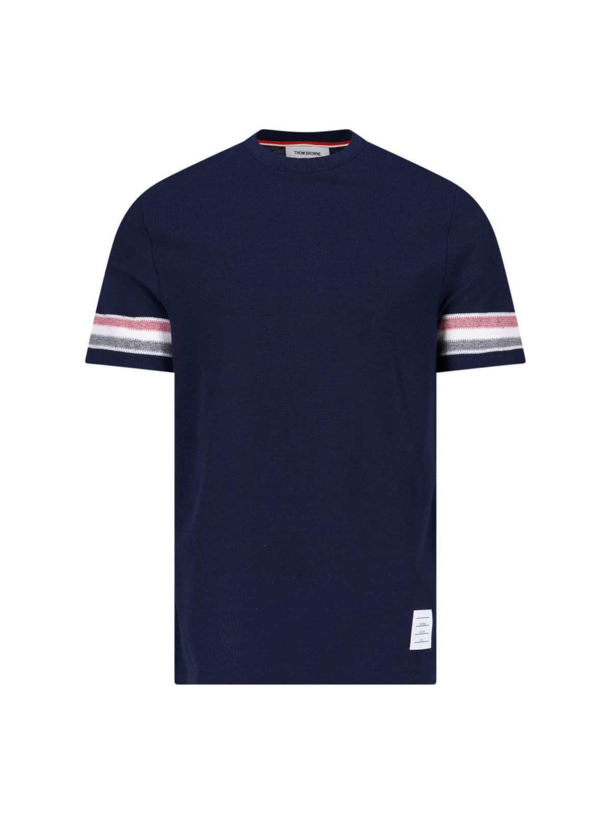 Thom Browne Navy Engineered Rwb Strip Textured Cotton T-shirt In Blue