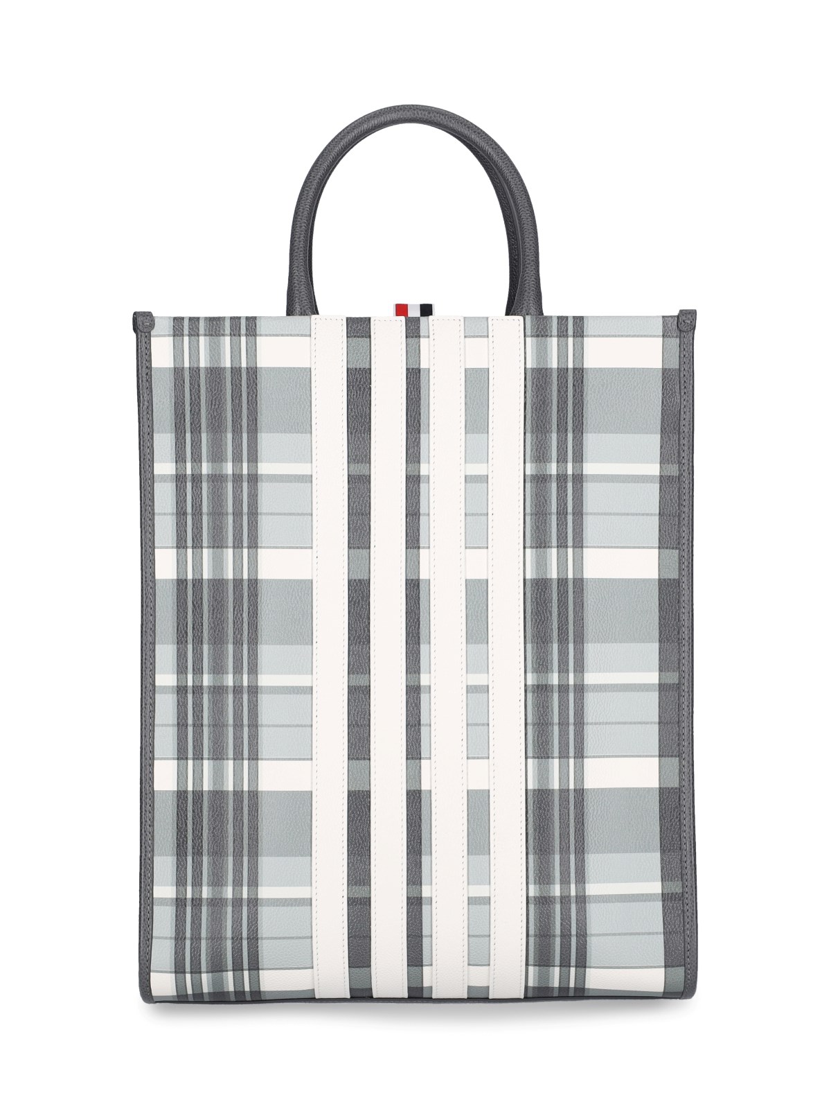 Shop Thom Browne "vertical 4-bar" Tote Bag In Grigio