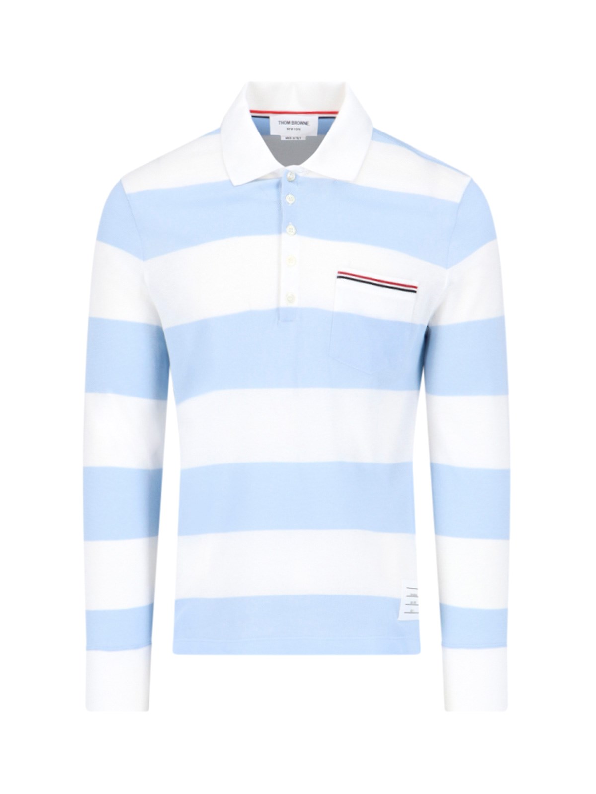 Shop Thom Browne Stripe Polo Shirt In Azzurro